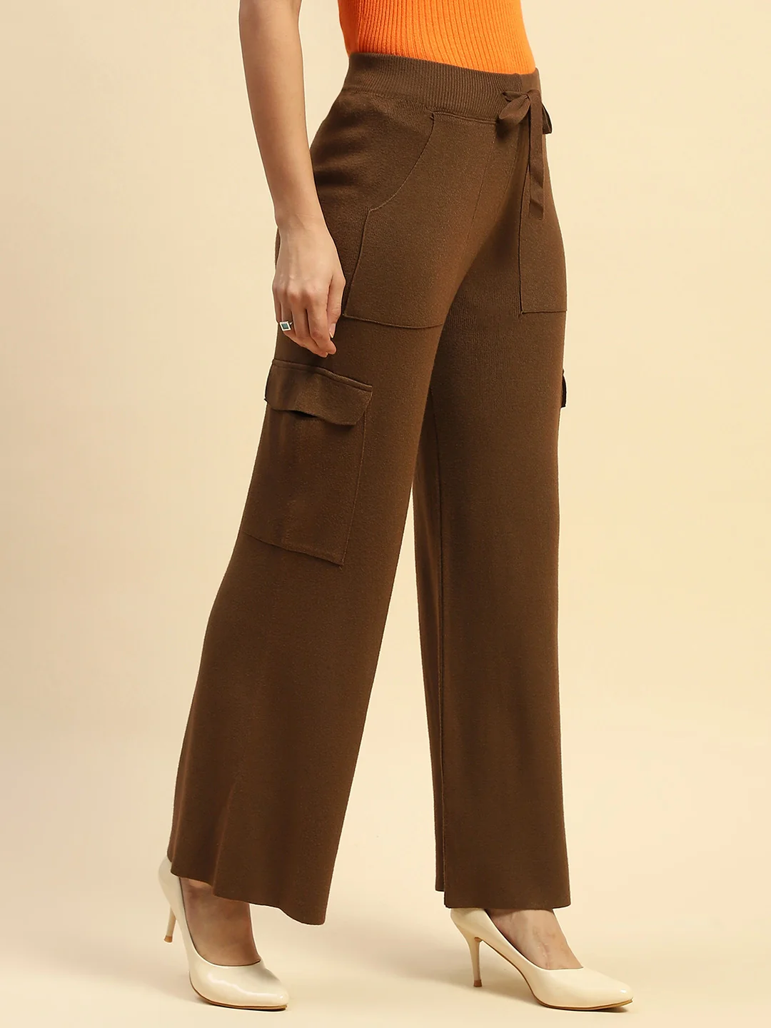 Brown Viscose Cargo Loose Winter Lower - Image 10