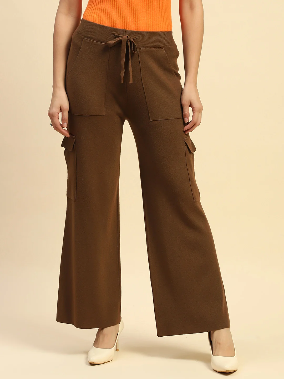 Brown Viscose Cargo Loose Winter Lower - Image 8