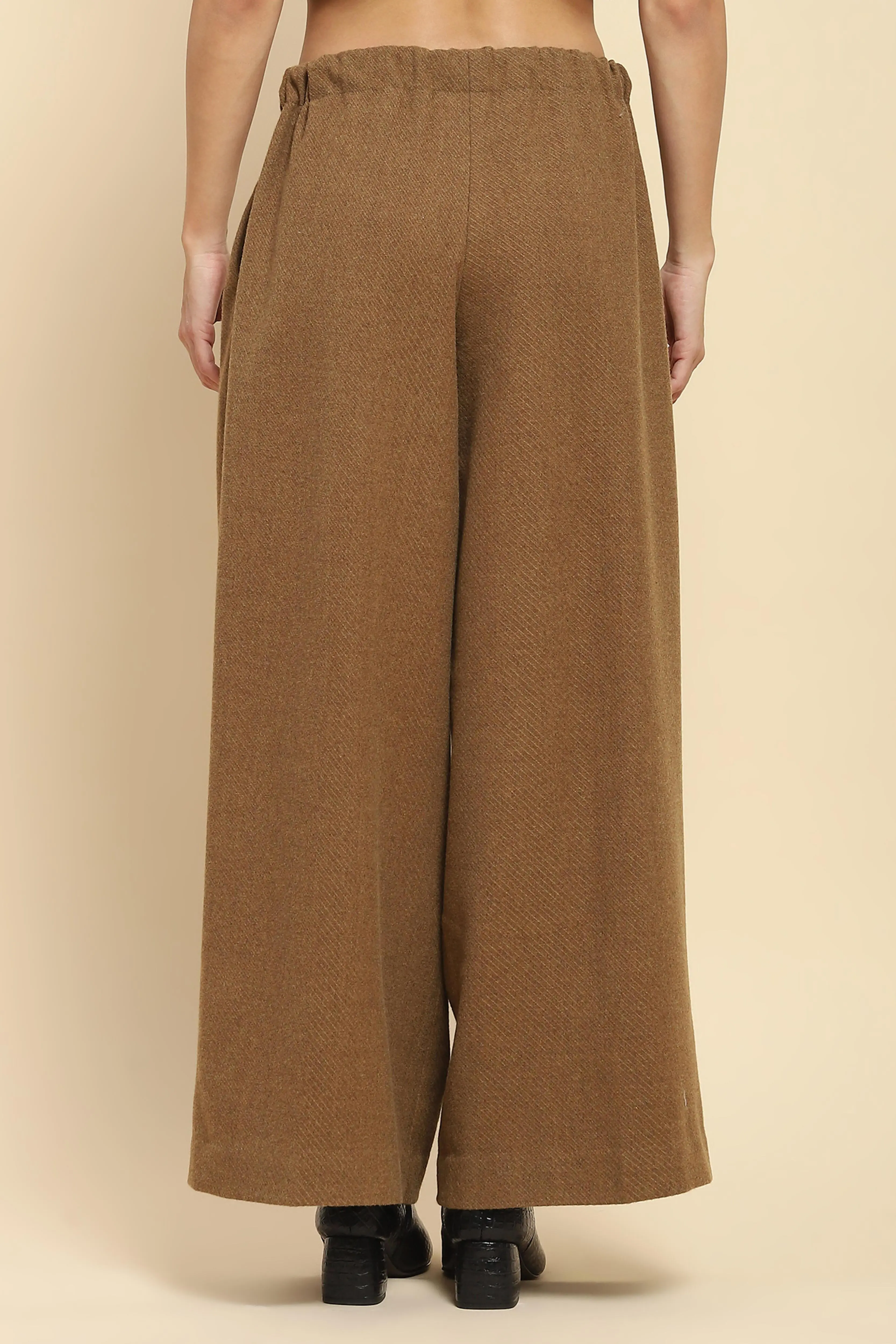 Brown Viscose Wide Leg Winter Trouser - Image 4