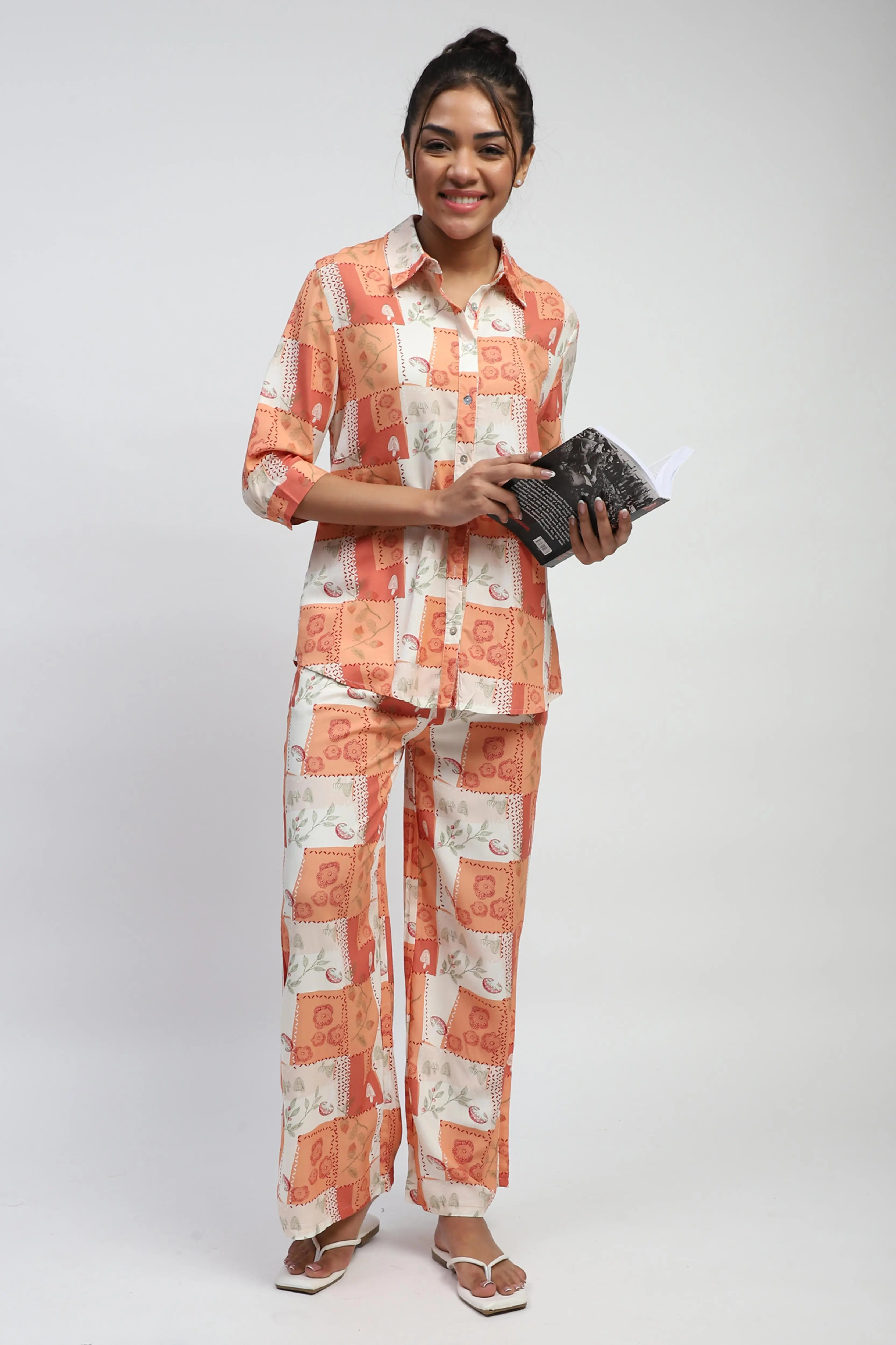 Brown Rayon Digital Print Nightsuit