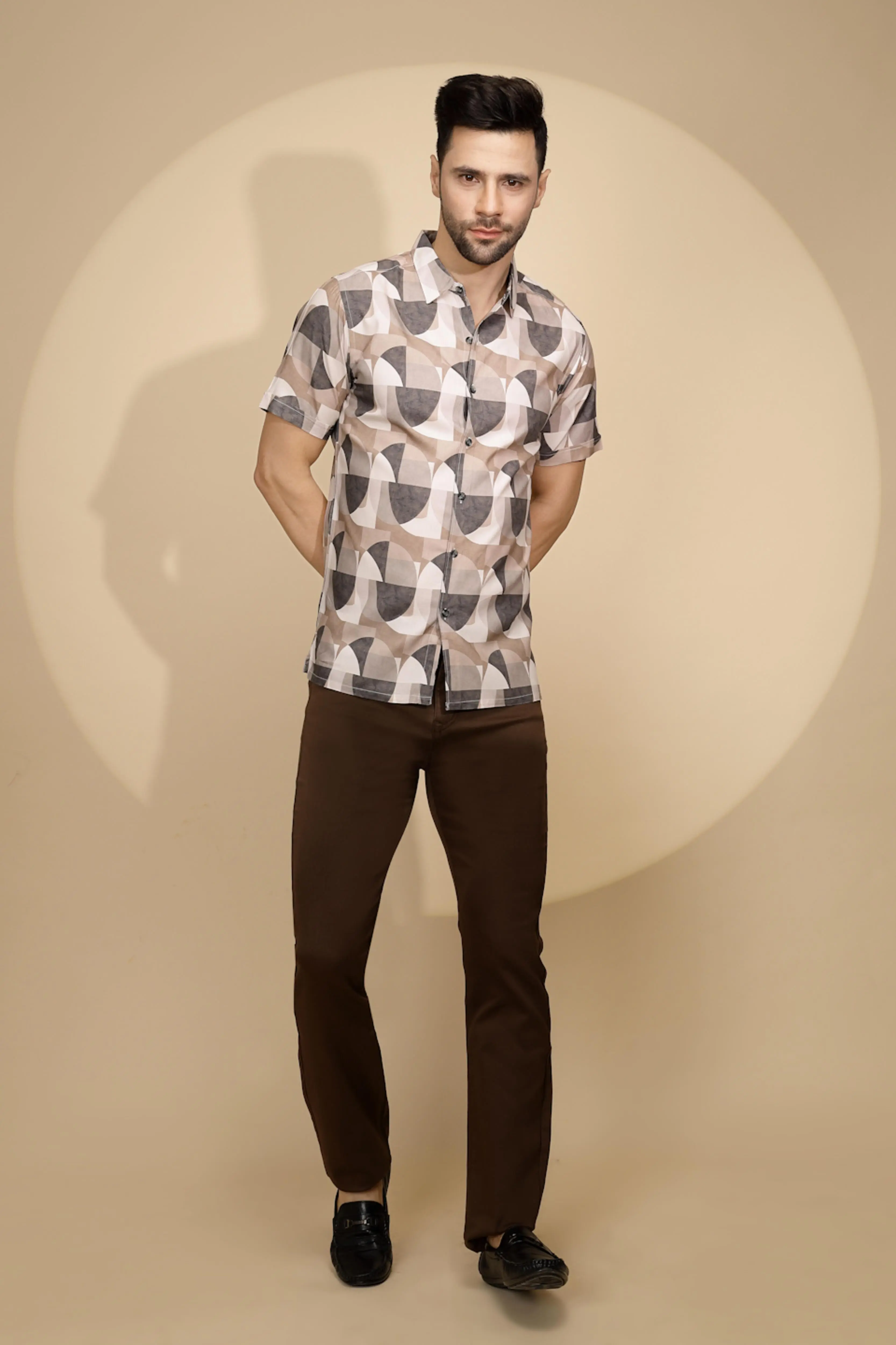 Brown Rayon Tailored Fit Shirt For Men - Image 6