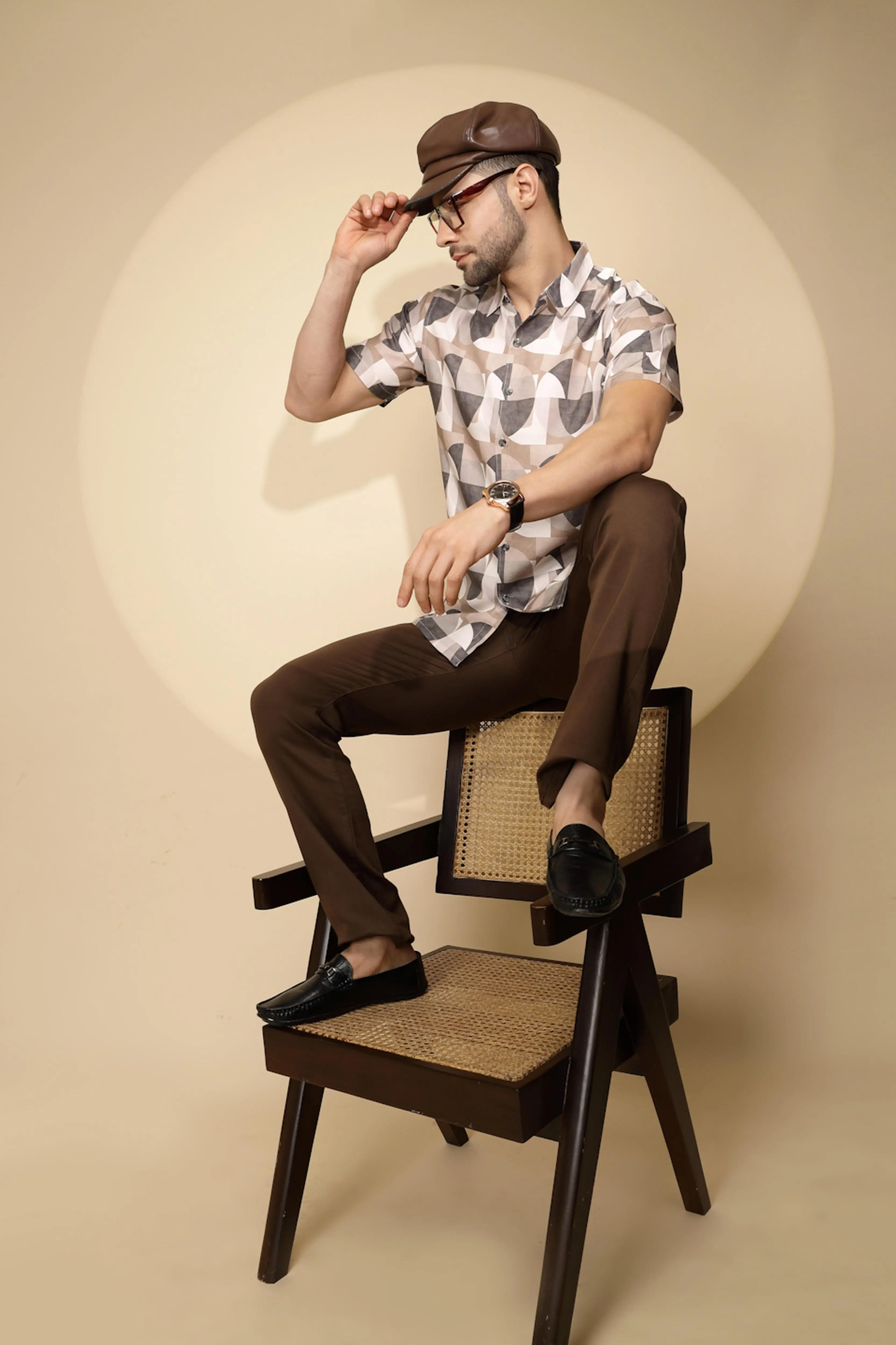Brown Rayon Tailored Fit Shirt For Men - Image 7