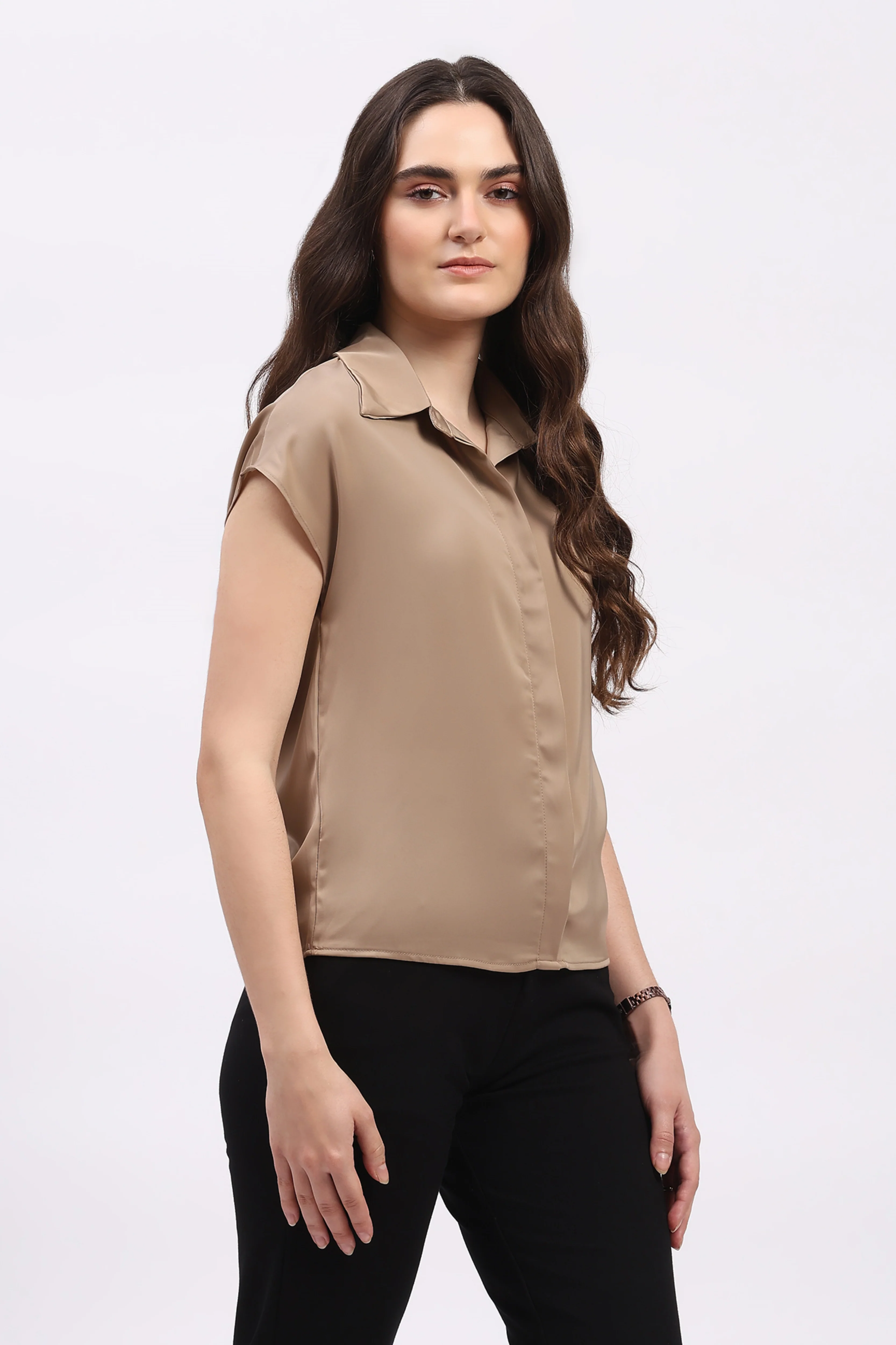 Brown Satin Blend Shirt - Image 4