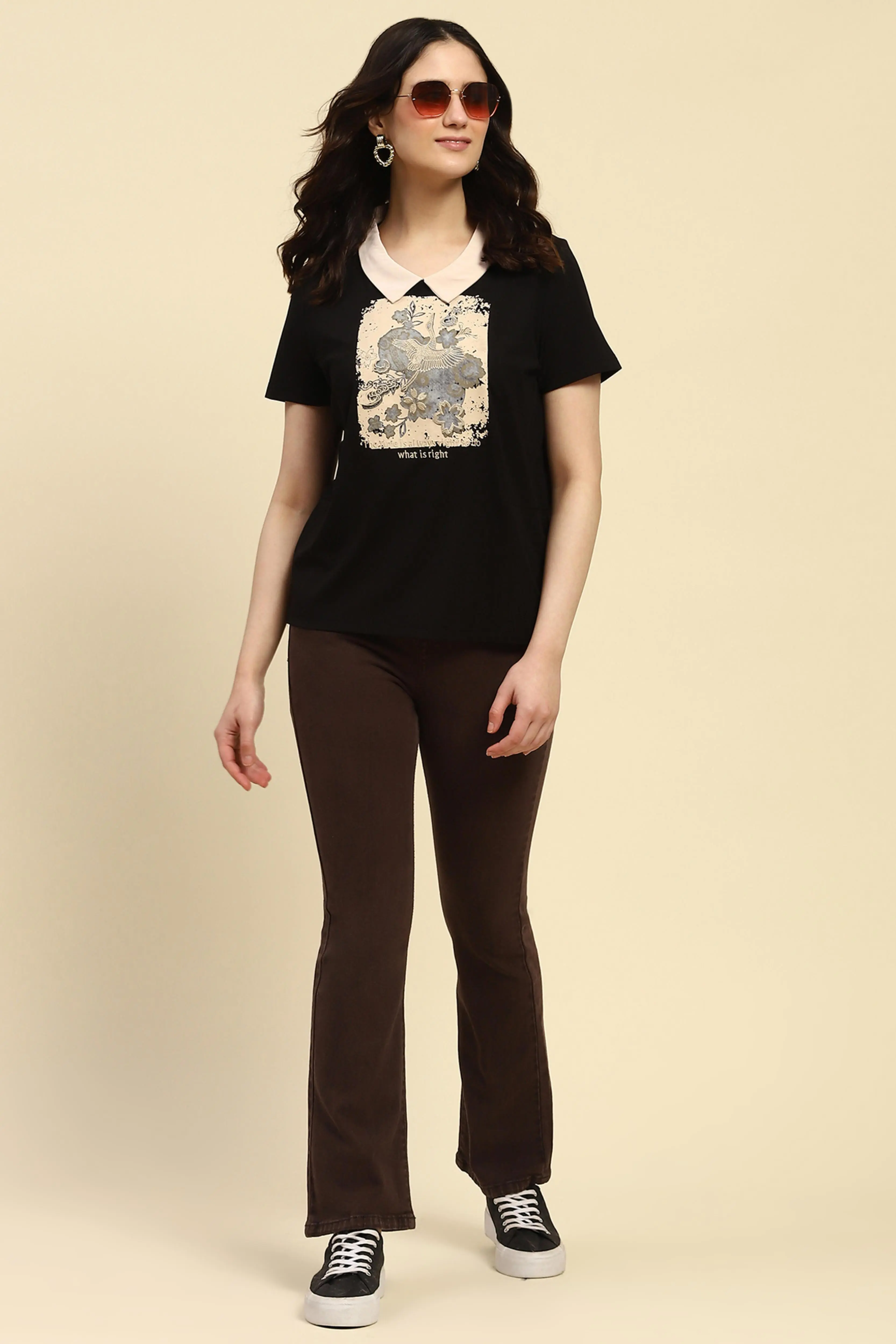 Brown Solid Cotton Blend Jeans - Image 6