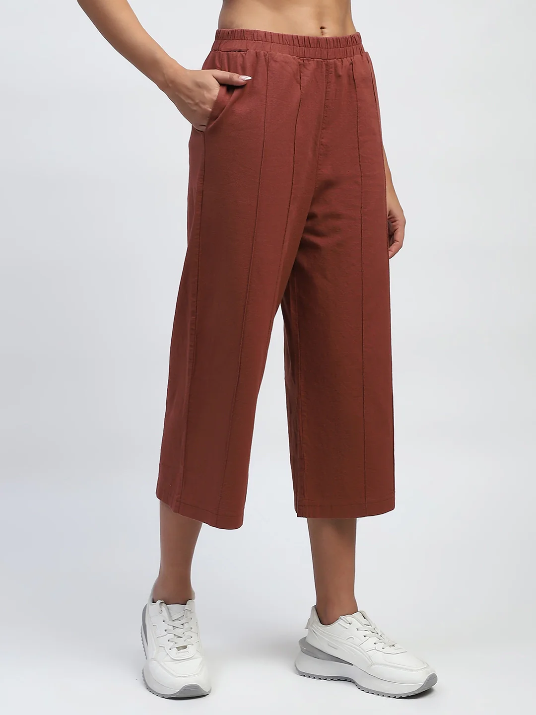 Brown Solid Cotton Relaxed Fit Lower - Image 10