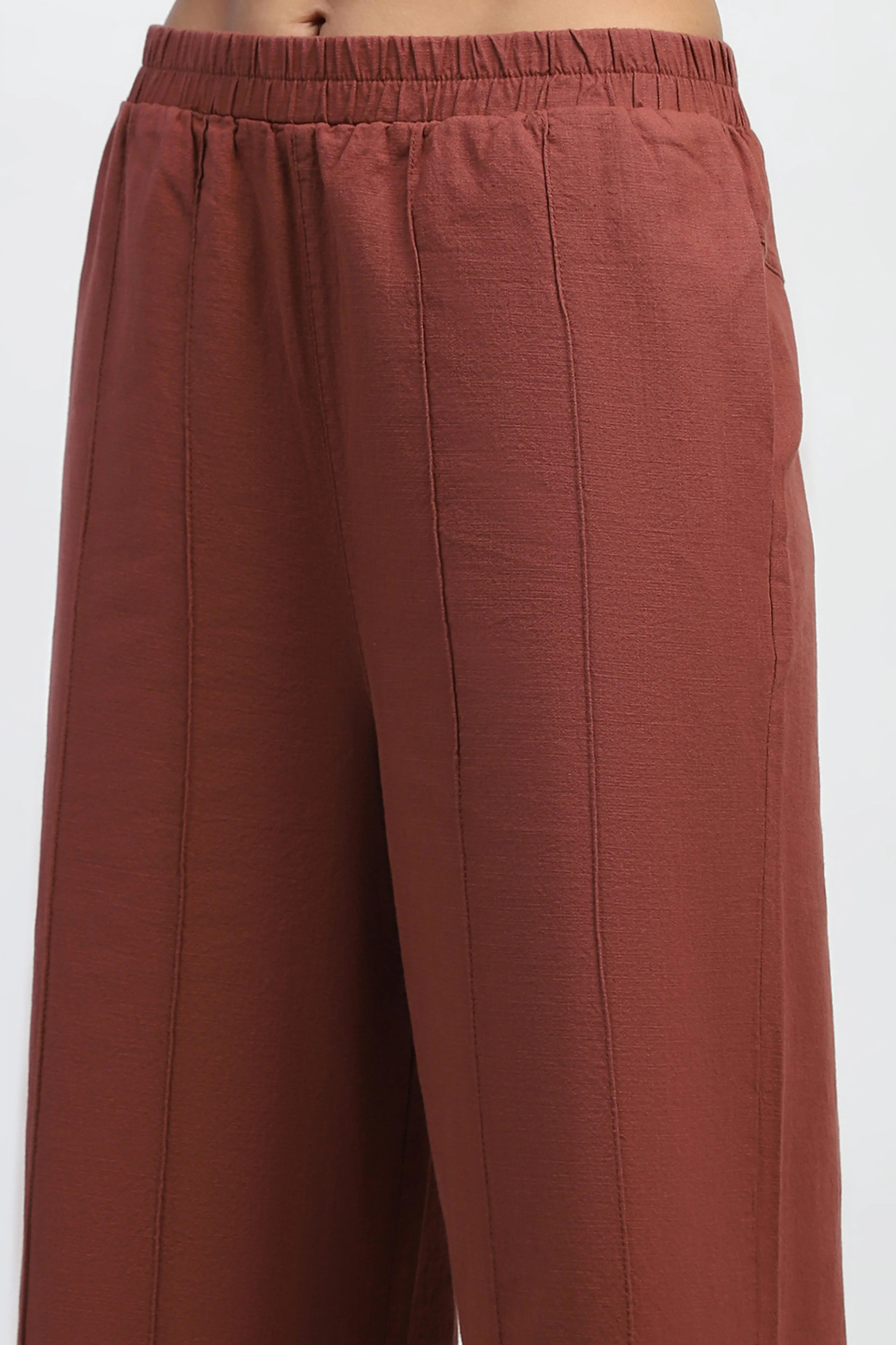 Brown Solid Cotton Relaxed Fit Lower - Image 5