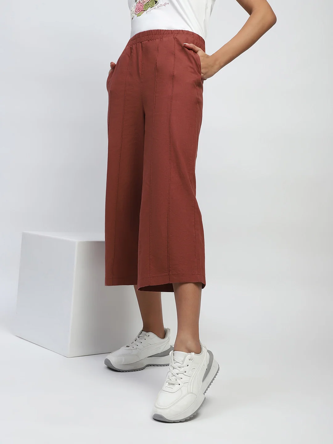 Brown Solid Cotton Relaxed Fit Lower - Image 8