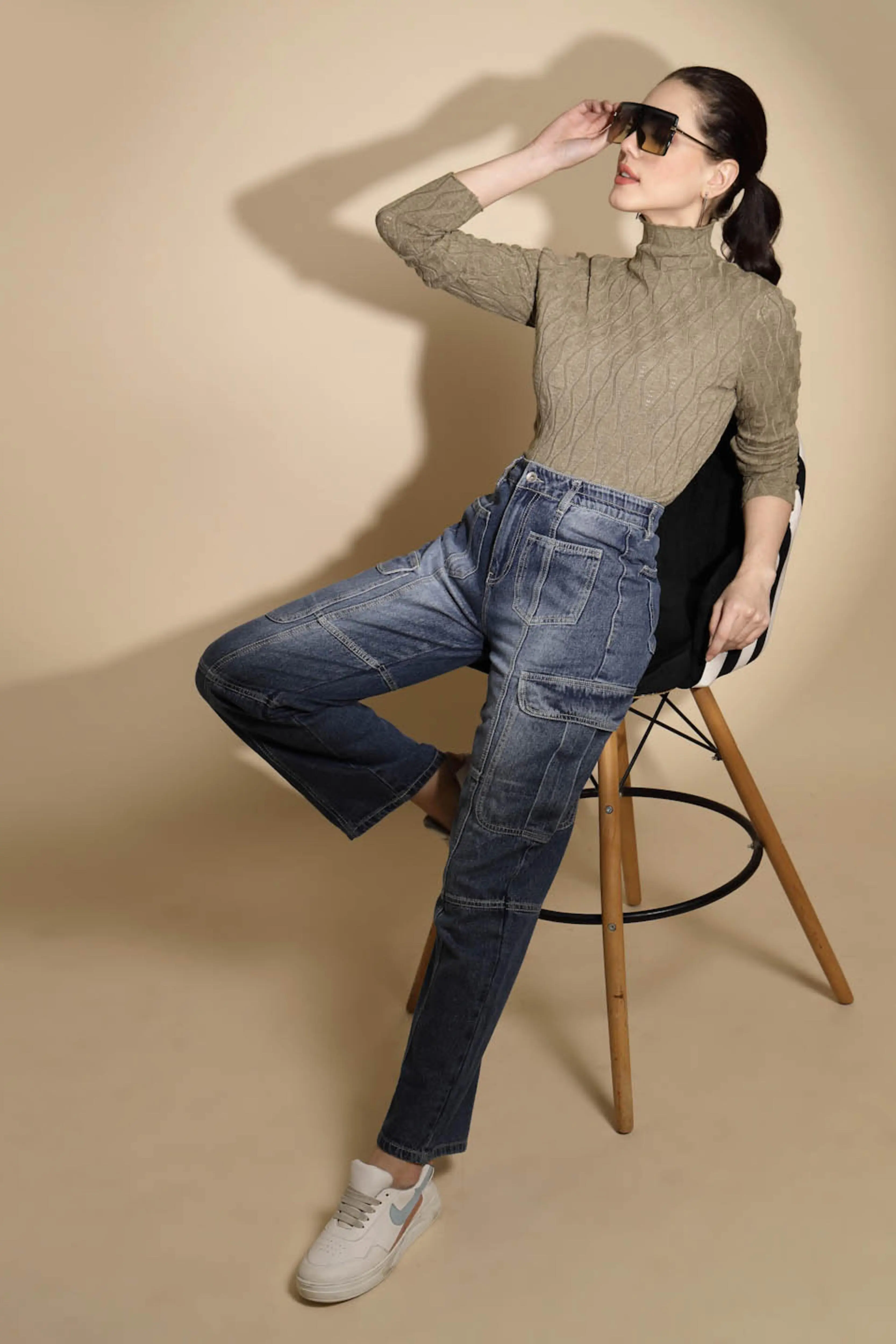 Brown Solid Knitted Casual Skivvy - Image 7