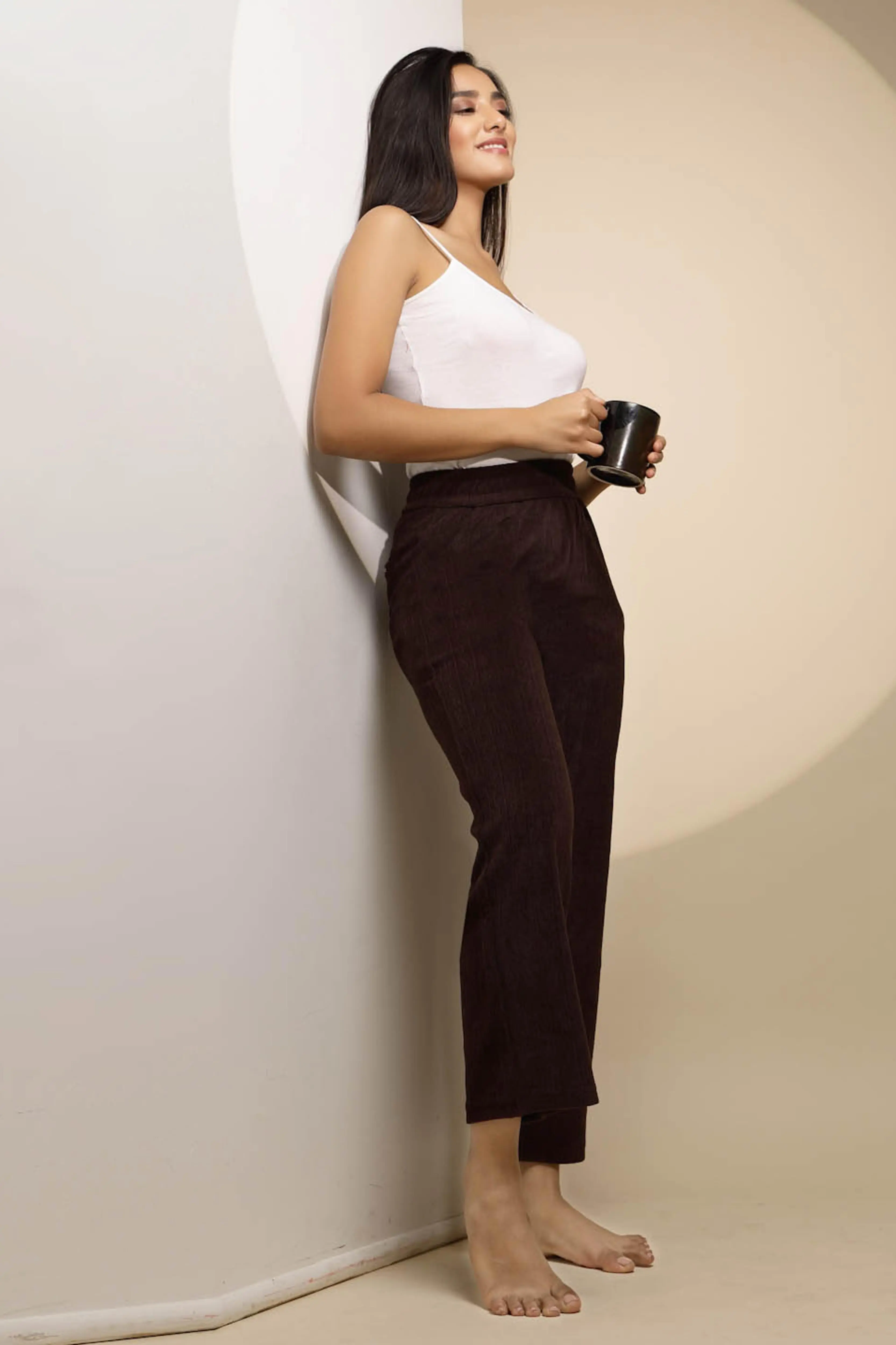 Brown Solid Cotton Blend Lower - Image 6