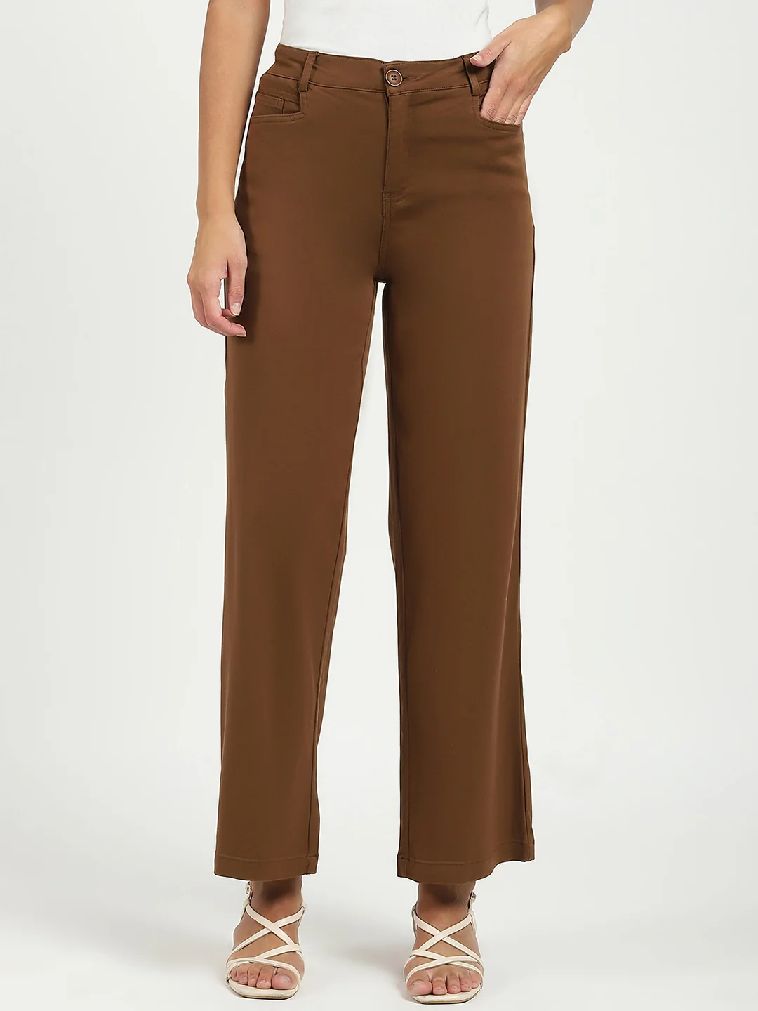 Brown Stretchable Loose Fit Trousers - Image 11