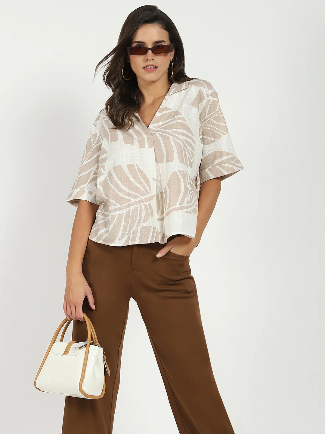 Brown Stretchable Loose Fit Trousers - Image 12