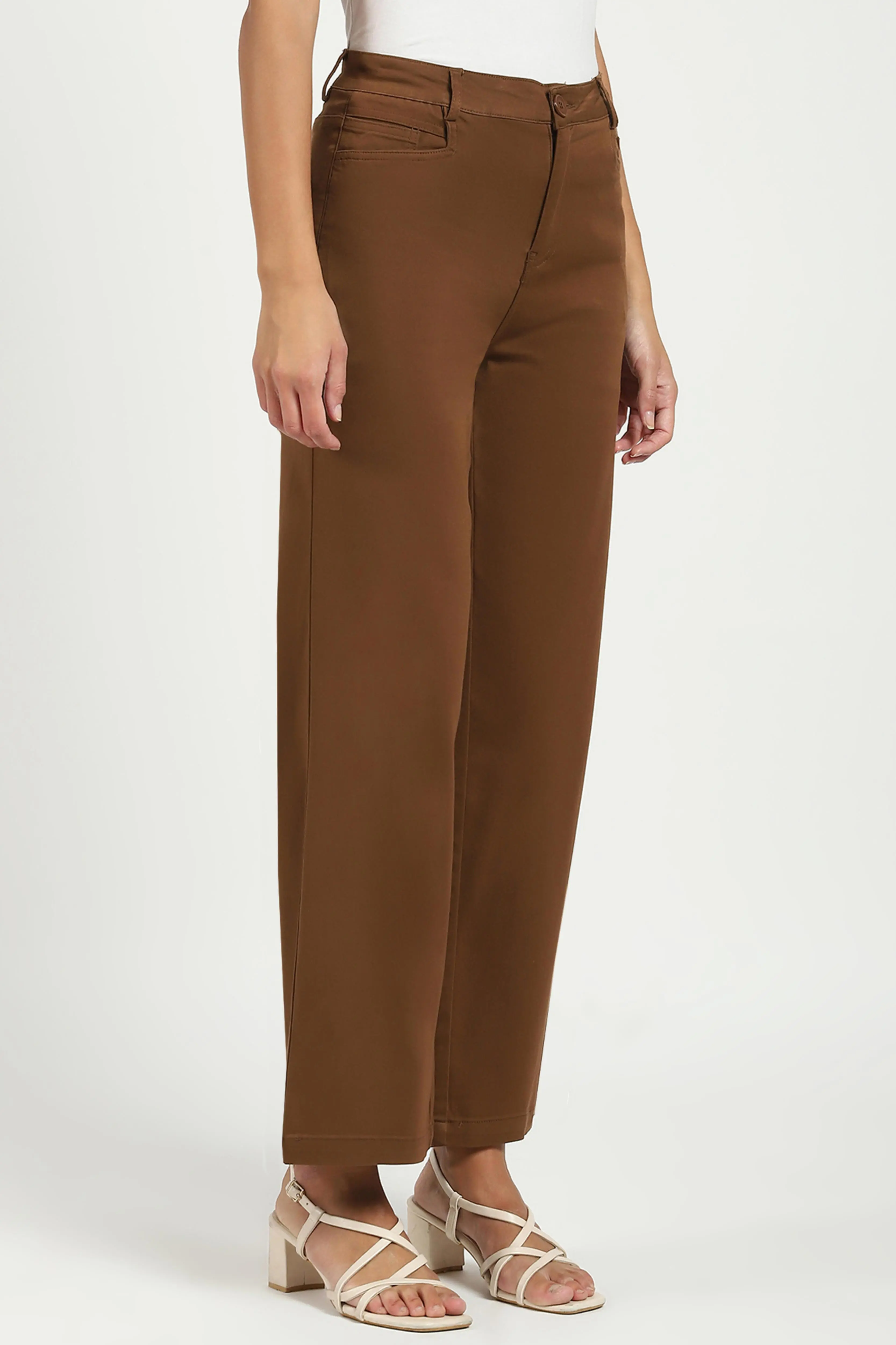 Brown Stretchable Loose Fit Trousers - Image 3
