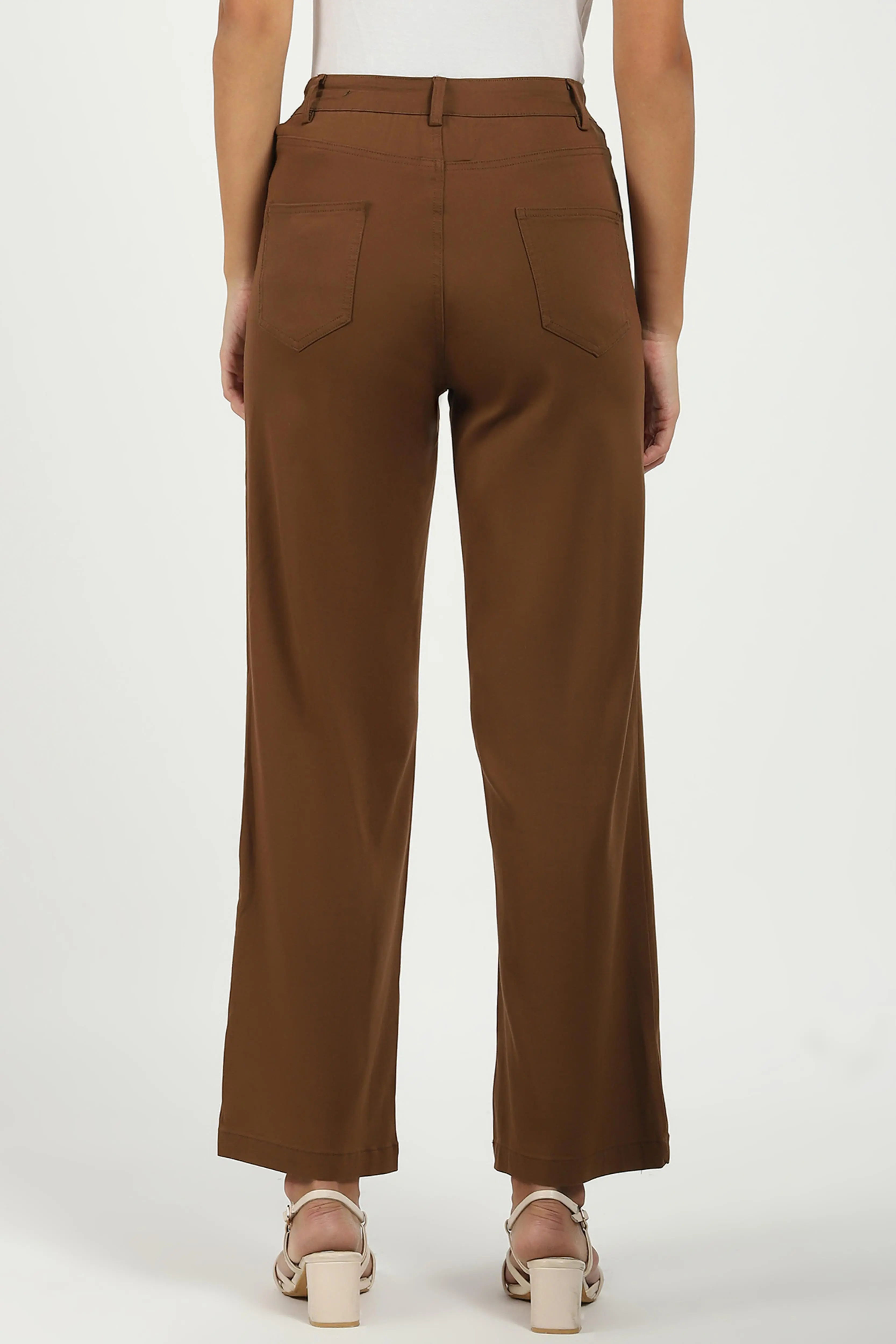 Brown Stretchable Loose Fit Trousers - Image 4