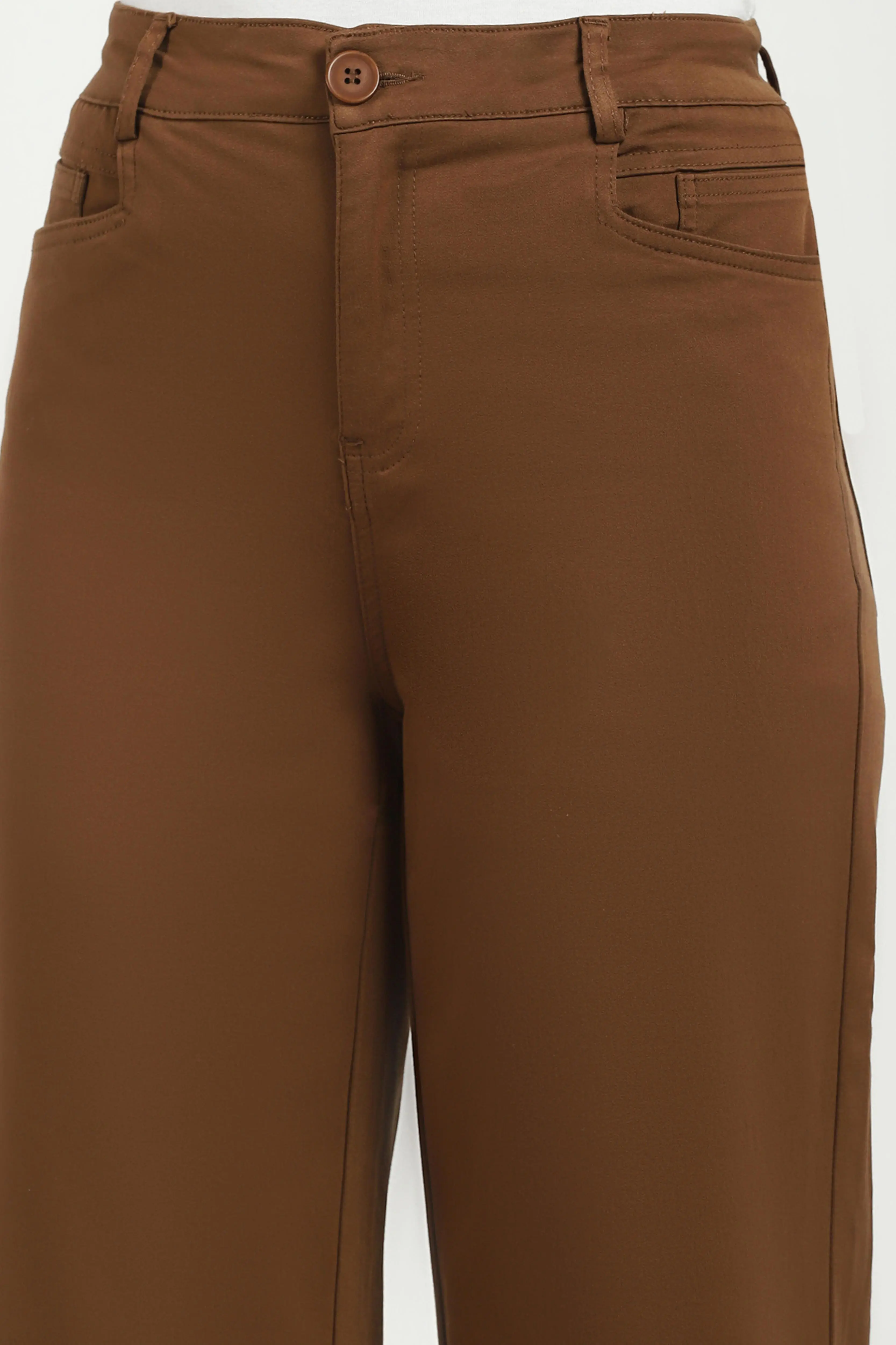 Brown Stretchable Loose Fit Trousers - Image 5