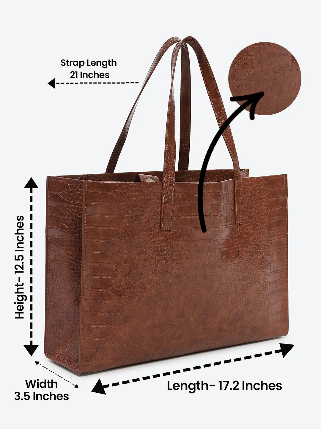 Brown Textured Oversized Tote Bag - Image 3