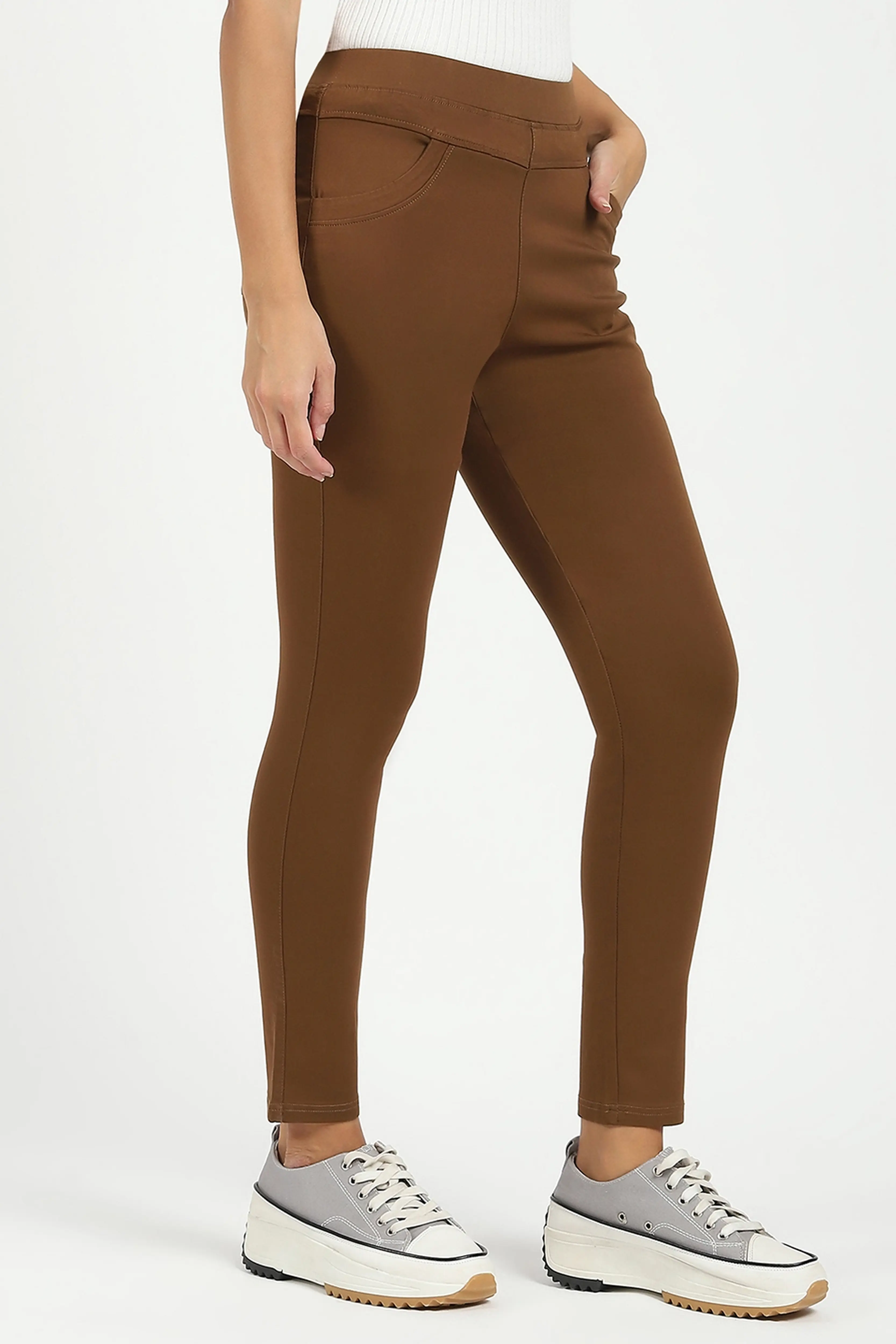 Brown Ultra Stretchable Jegging - Image 3