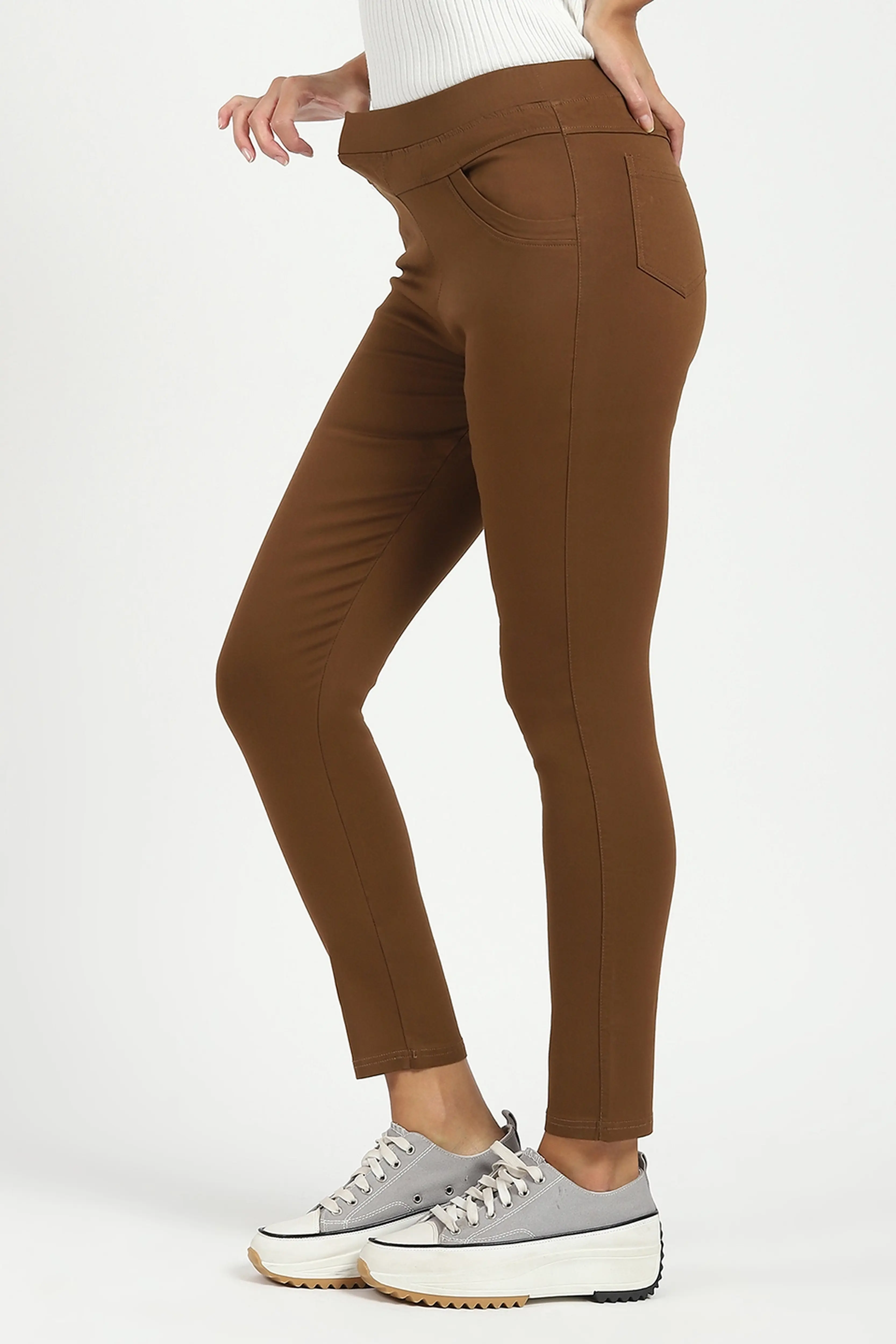 Brown Ultra Stretchable Jegging - Image 4