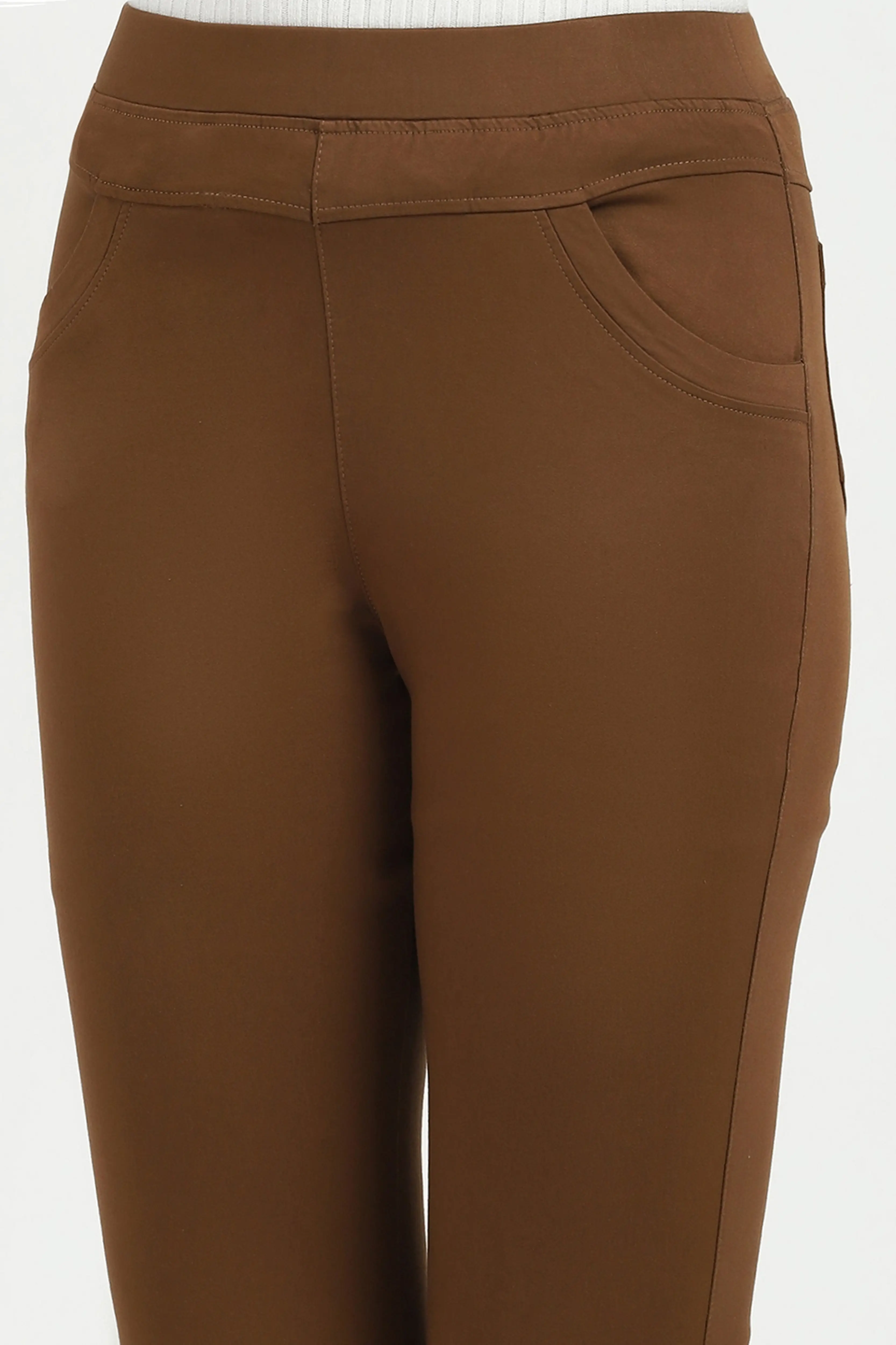 Brown Ultra Stretchable Jegging - Image 7