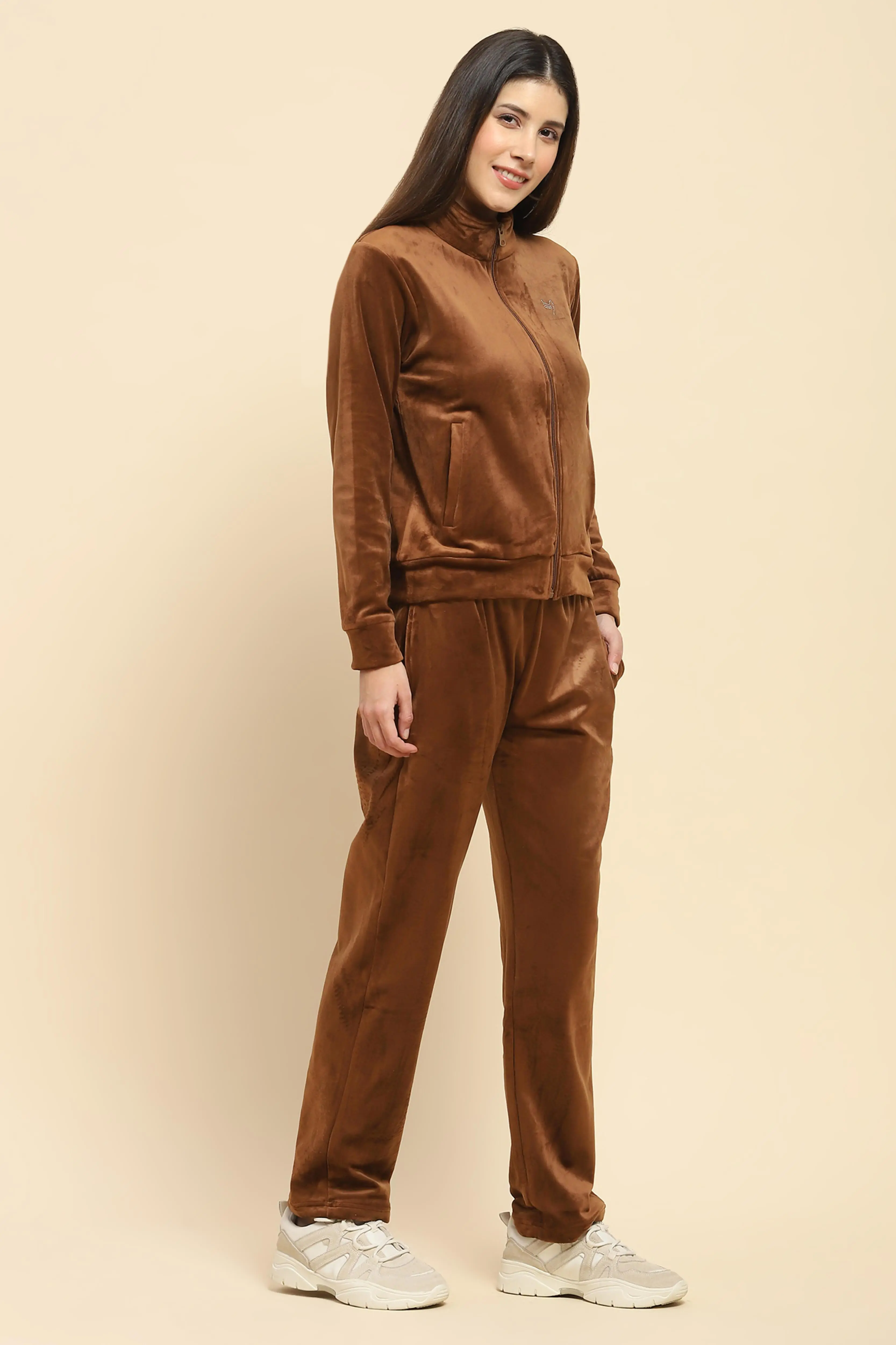 Brown Velvet Relaxed Winter Nightsuit - Image 3