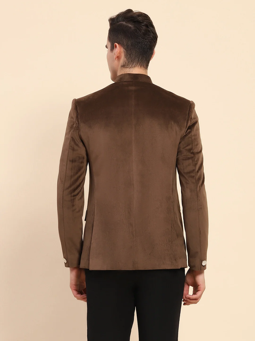 Brown Velvet Embroidered Winter Coat - Image 15