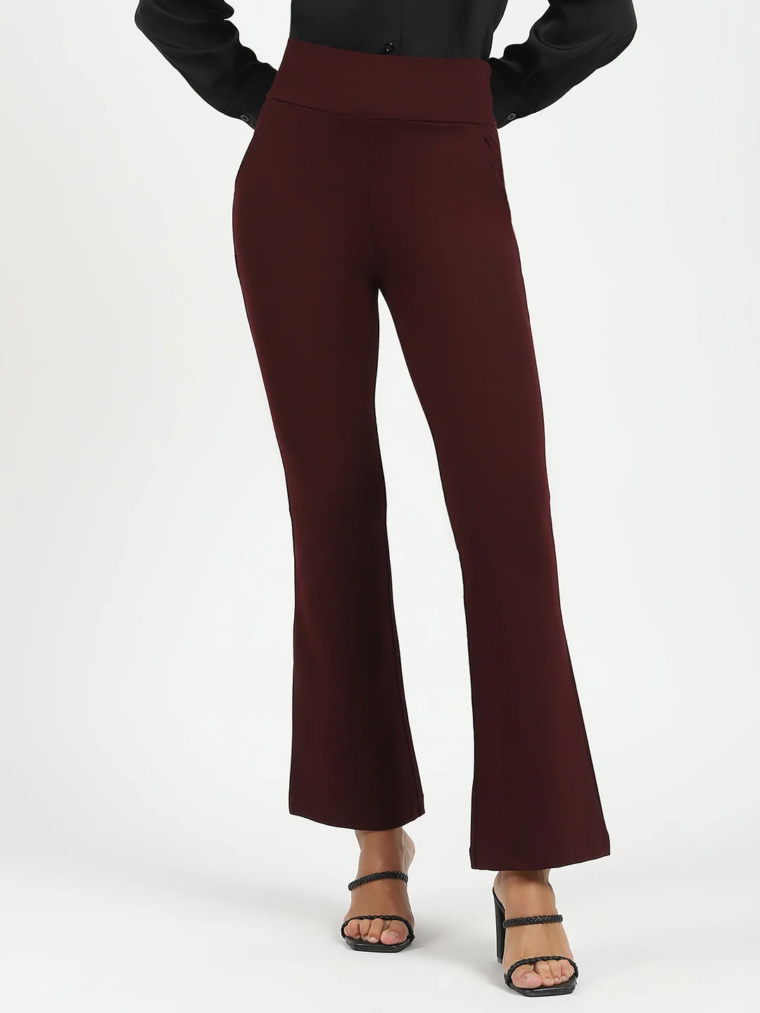 Burgundy Stretchable Bootcut Trouser - Image 12