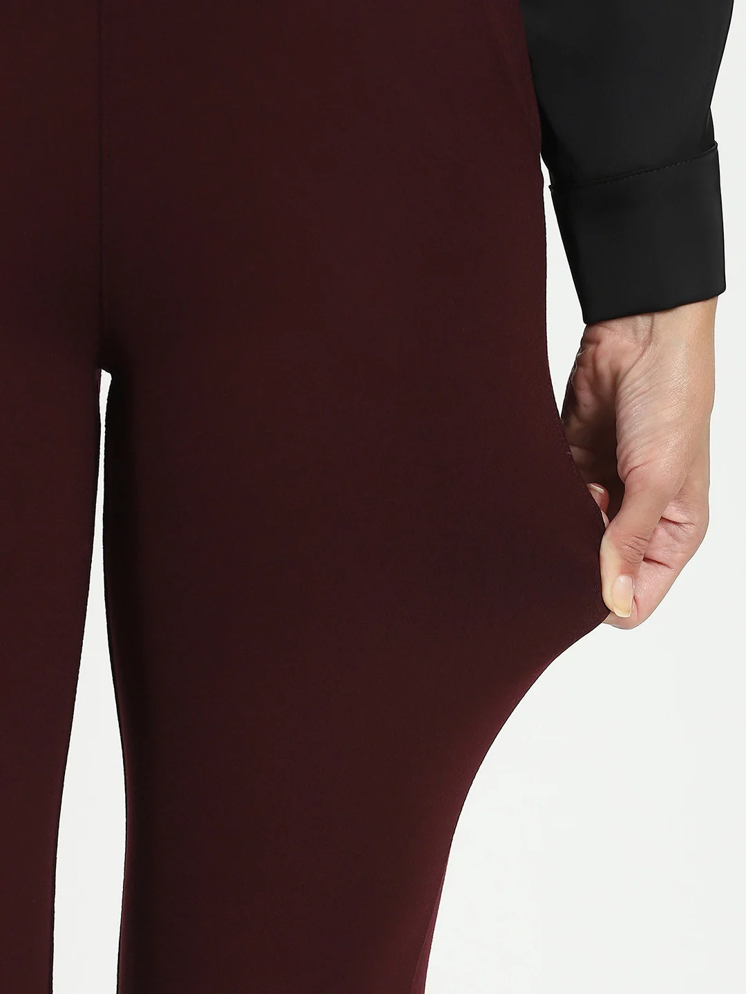 Burgundy Stretchable Bootcut Trouser - Image 8