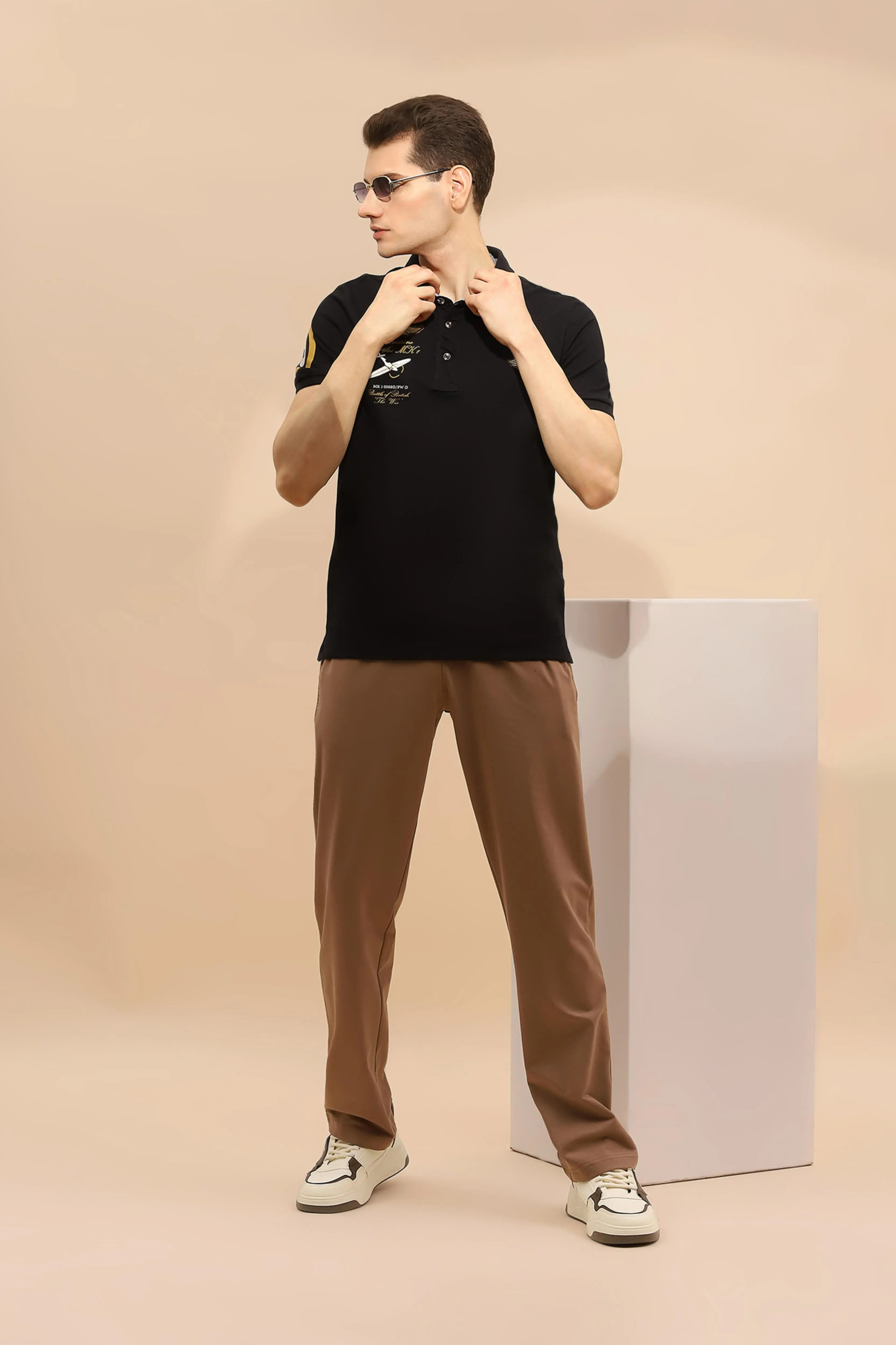Camel Cotton Blend Regular Fit Lower - Image 6