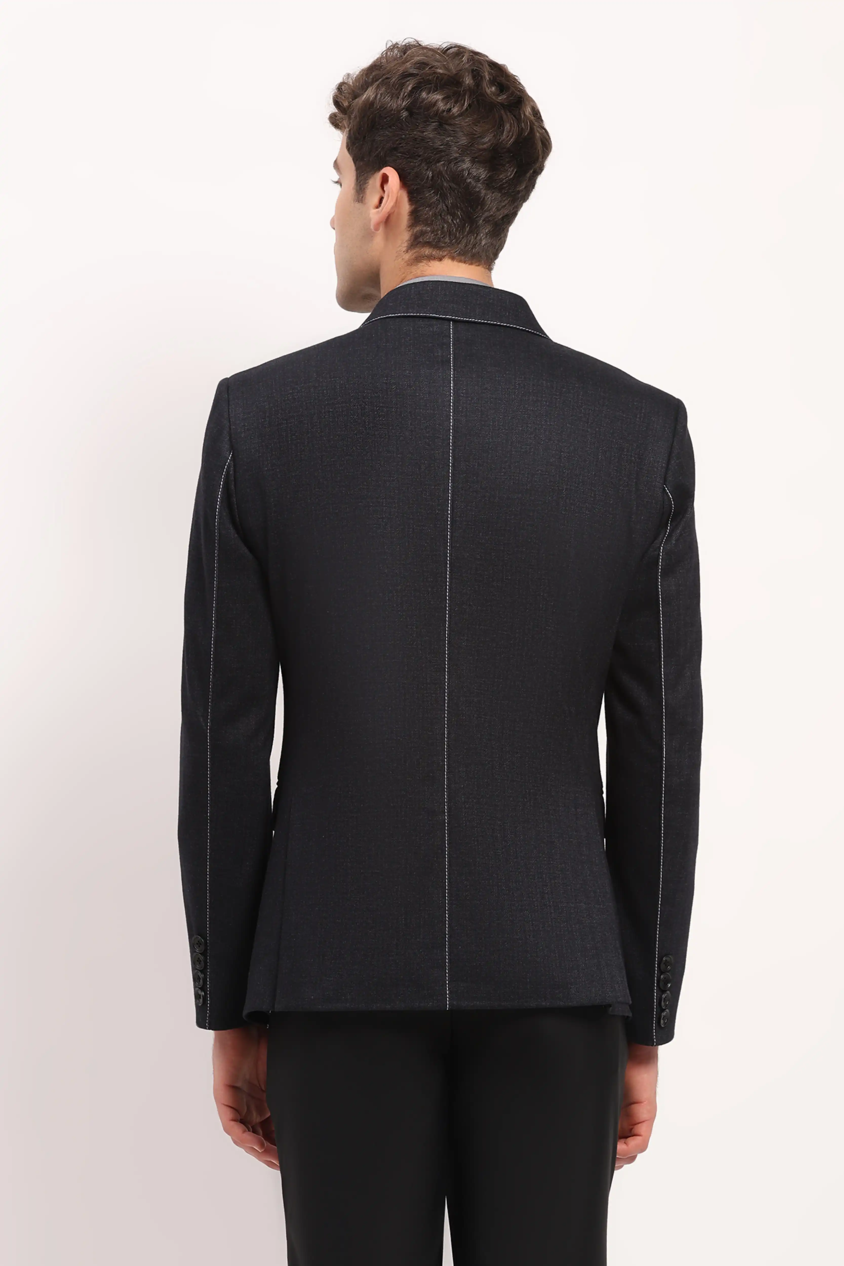 Charcoal Stitch-Detail Coat - Image 4