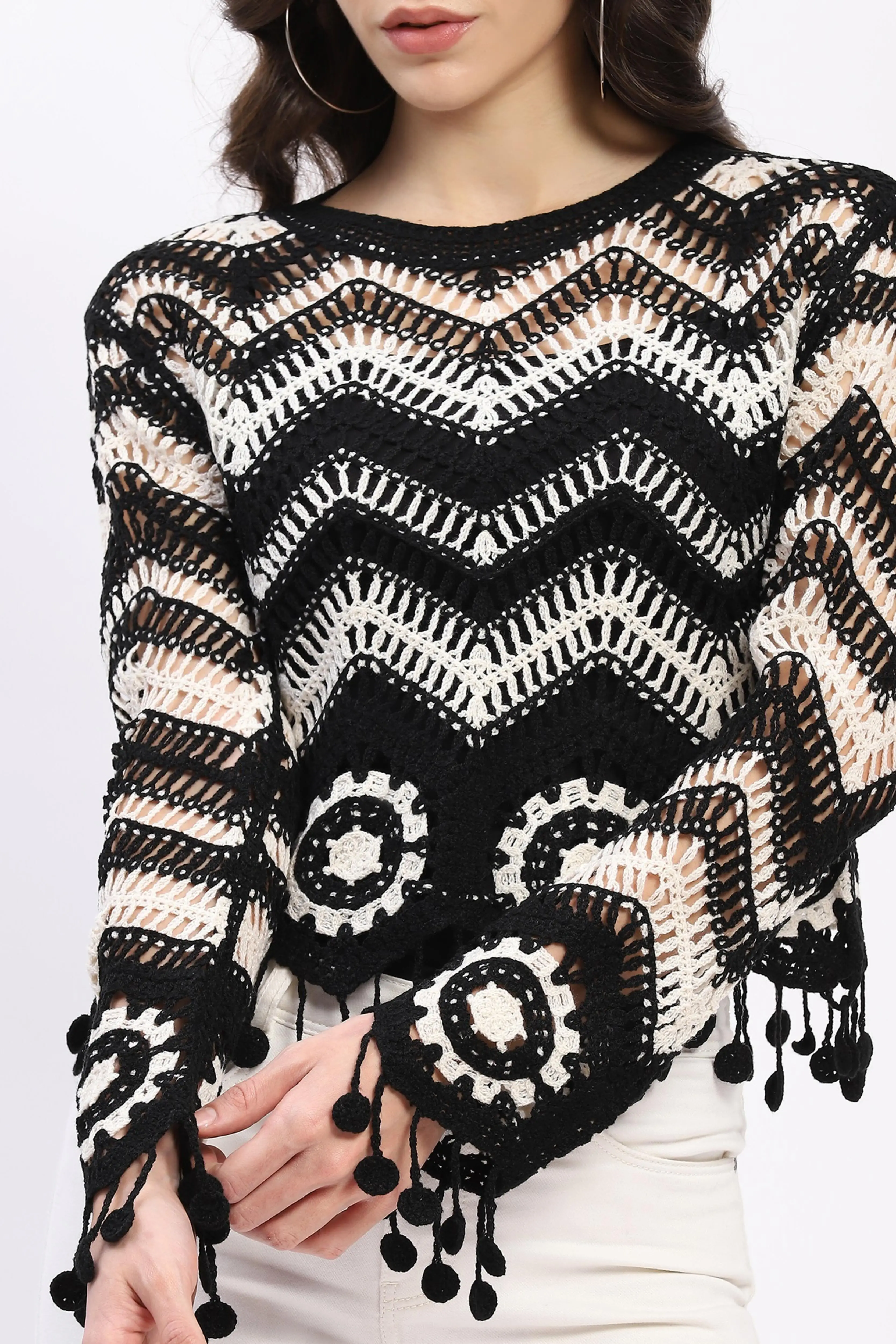 Chevron Woven Crochet Top - Image 5