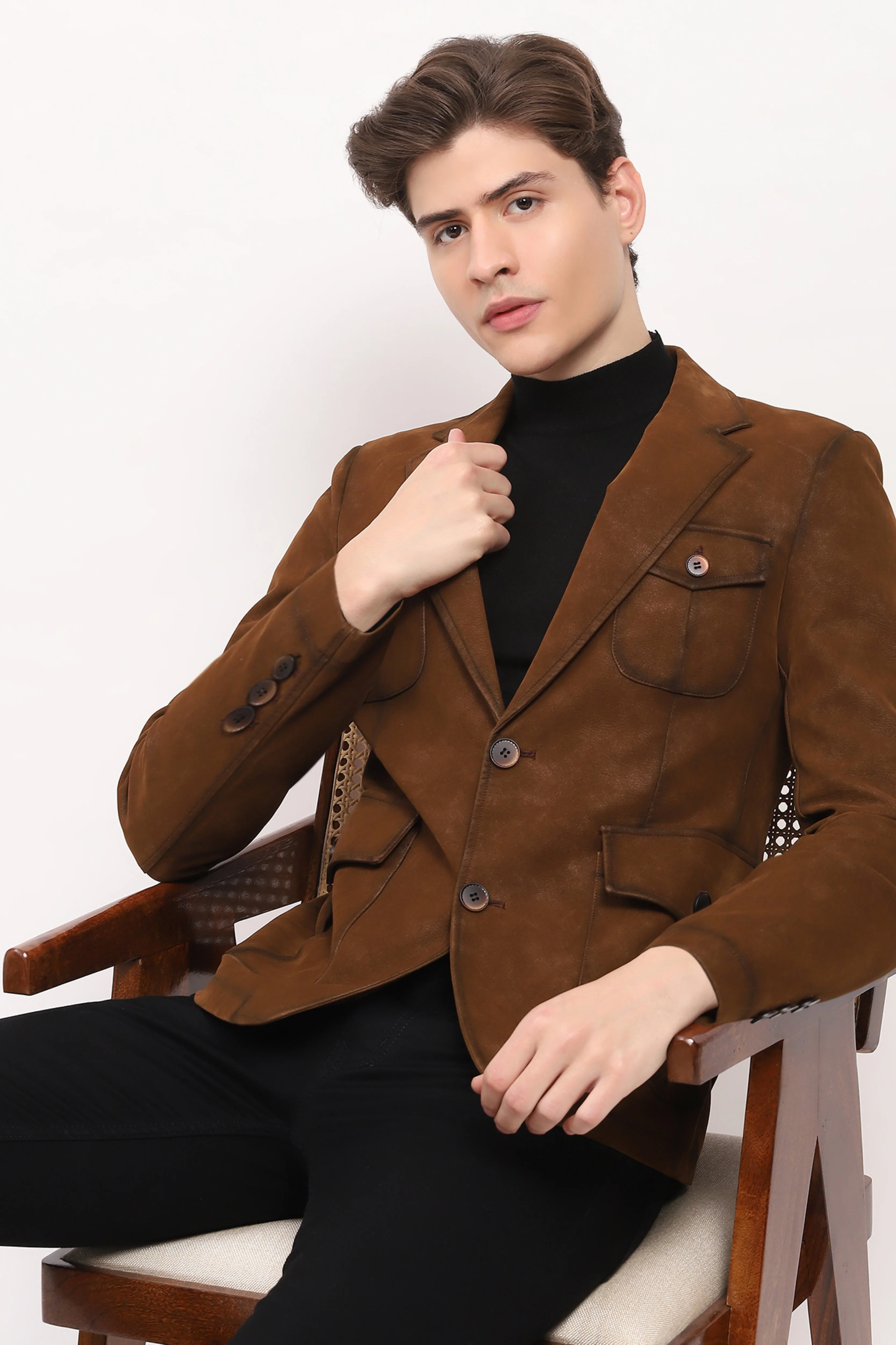 Classic Brown Leather Coat - Image 2