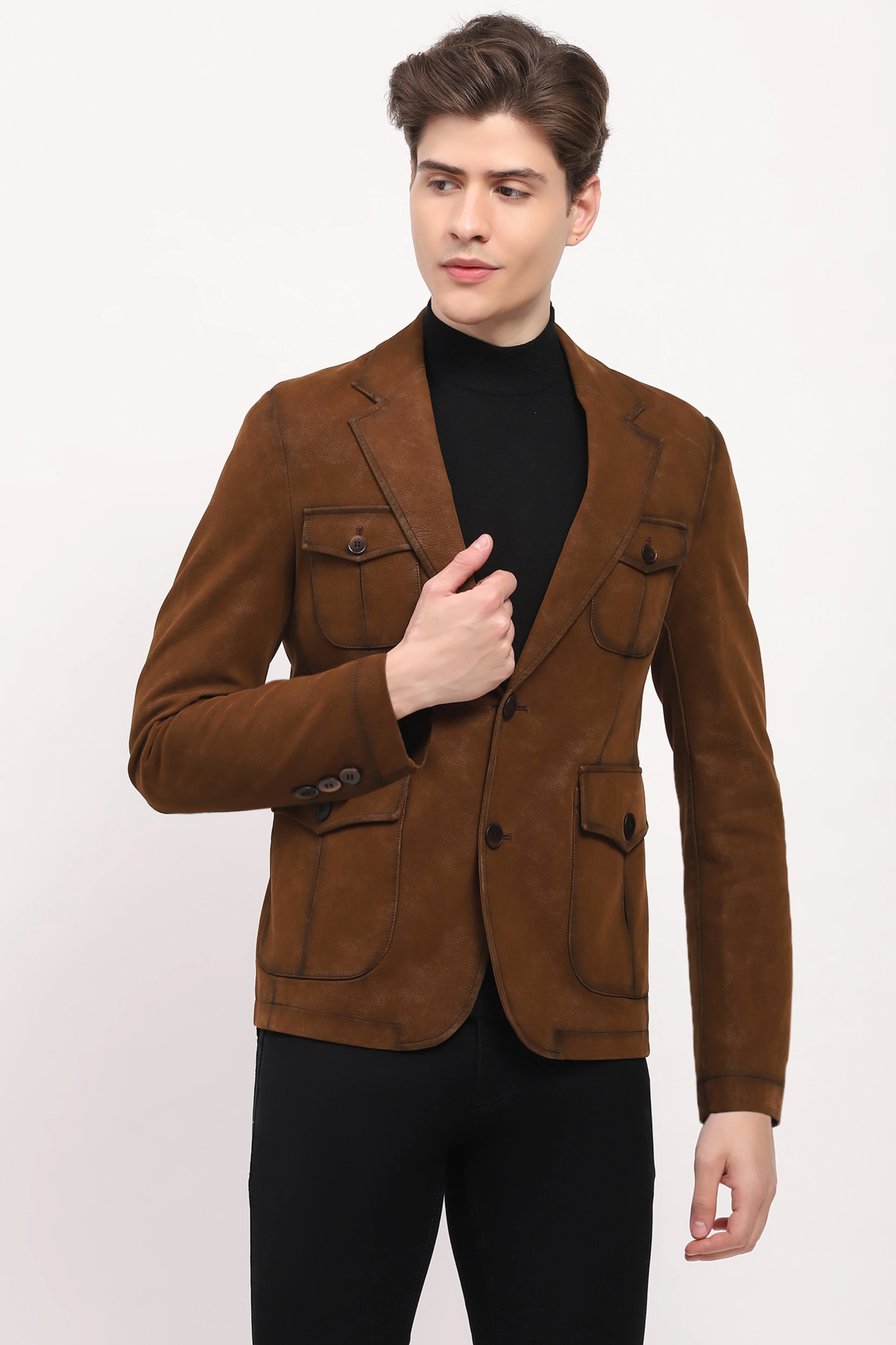 Classic Brown Leather Coat - Image 6