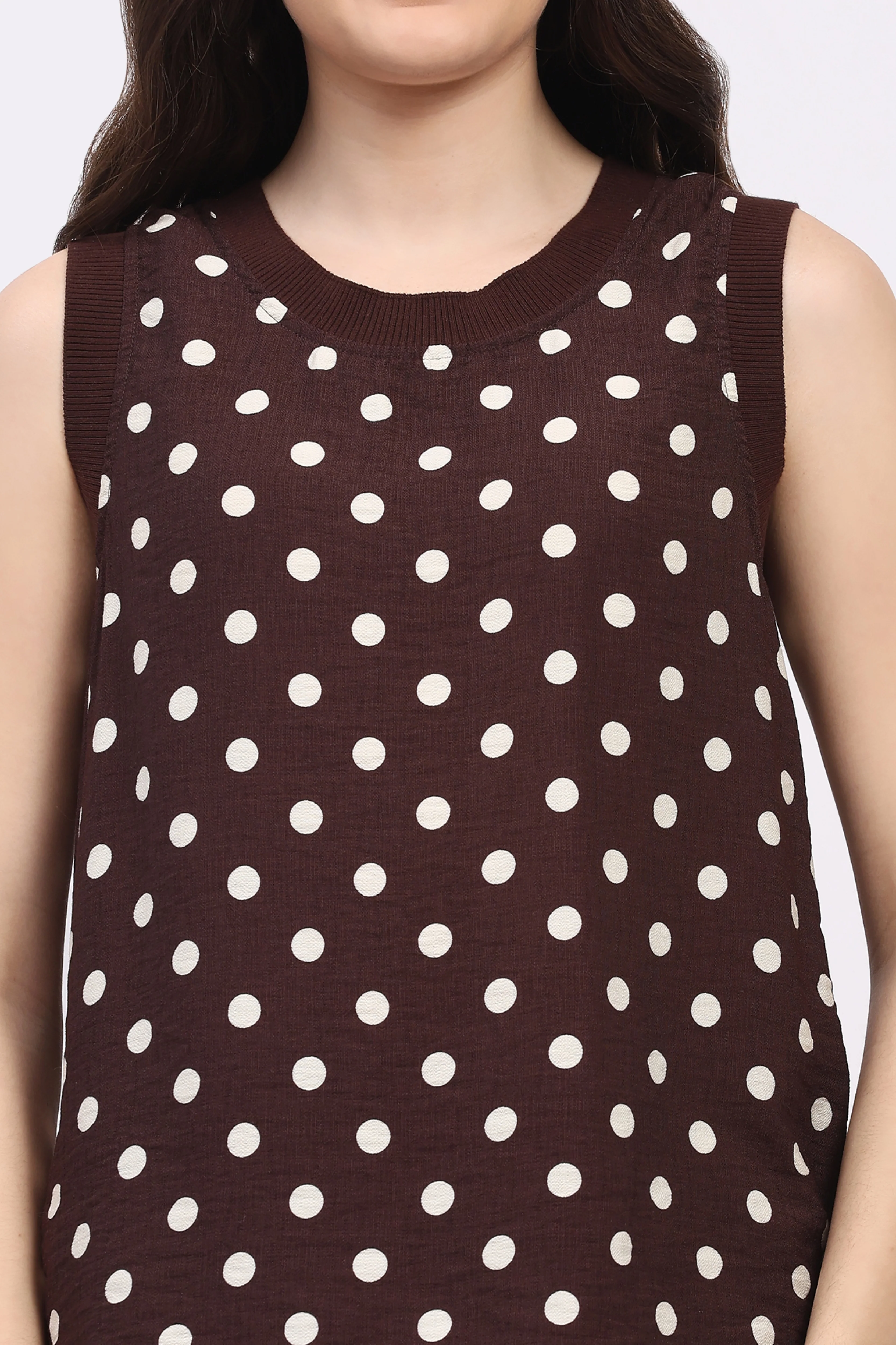 Coffee Brown Polka Dot Top & Lower Set - Image 6