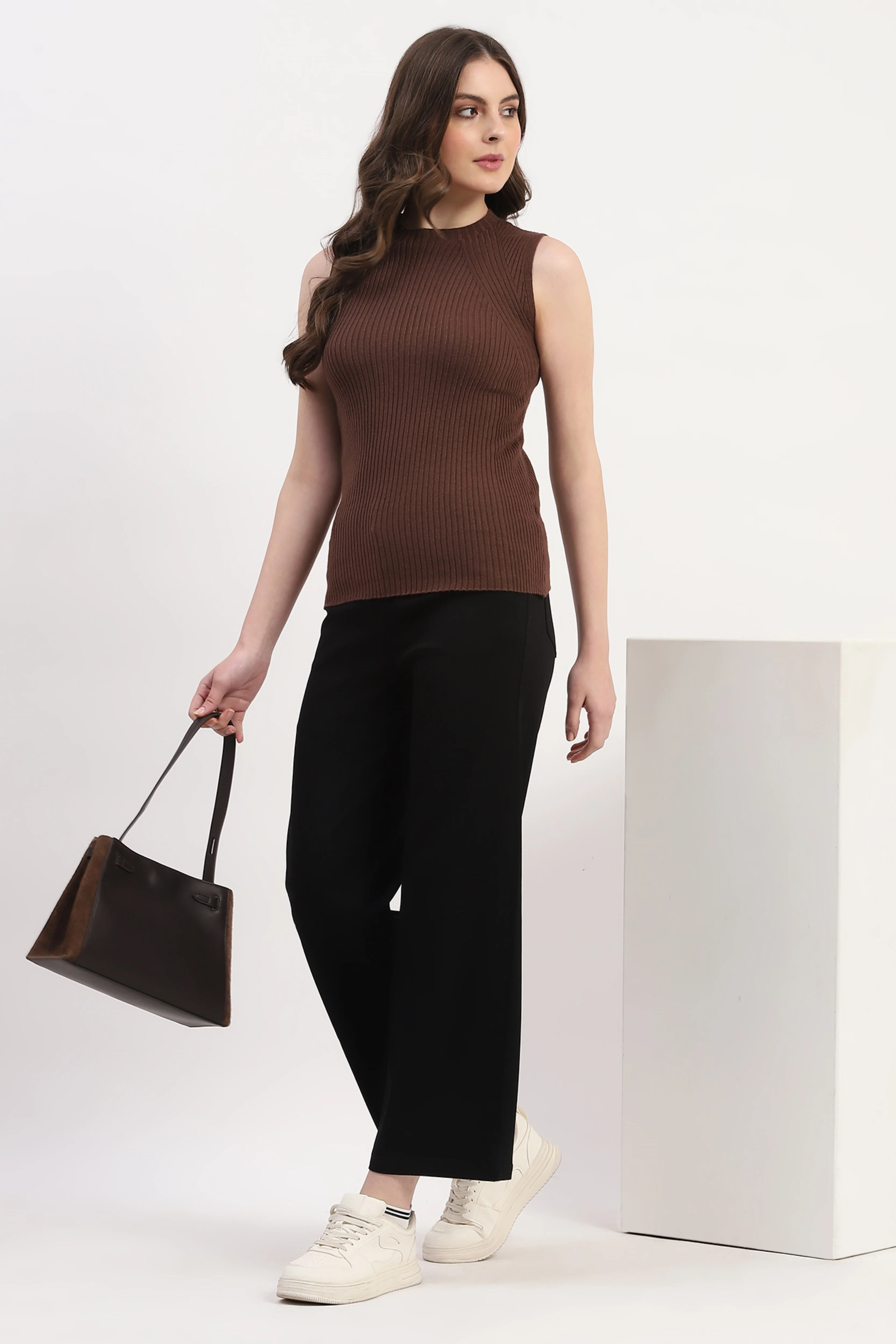 Coffee Brown Solid Knit Top - Image 7