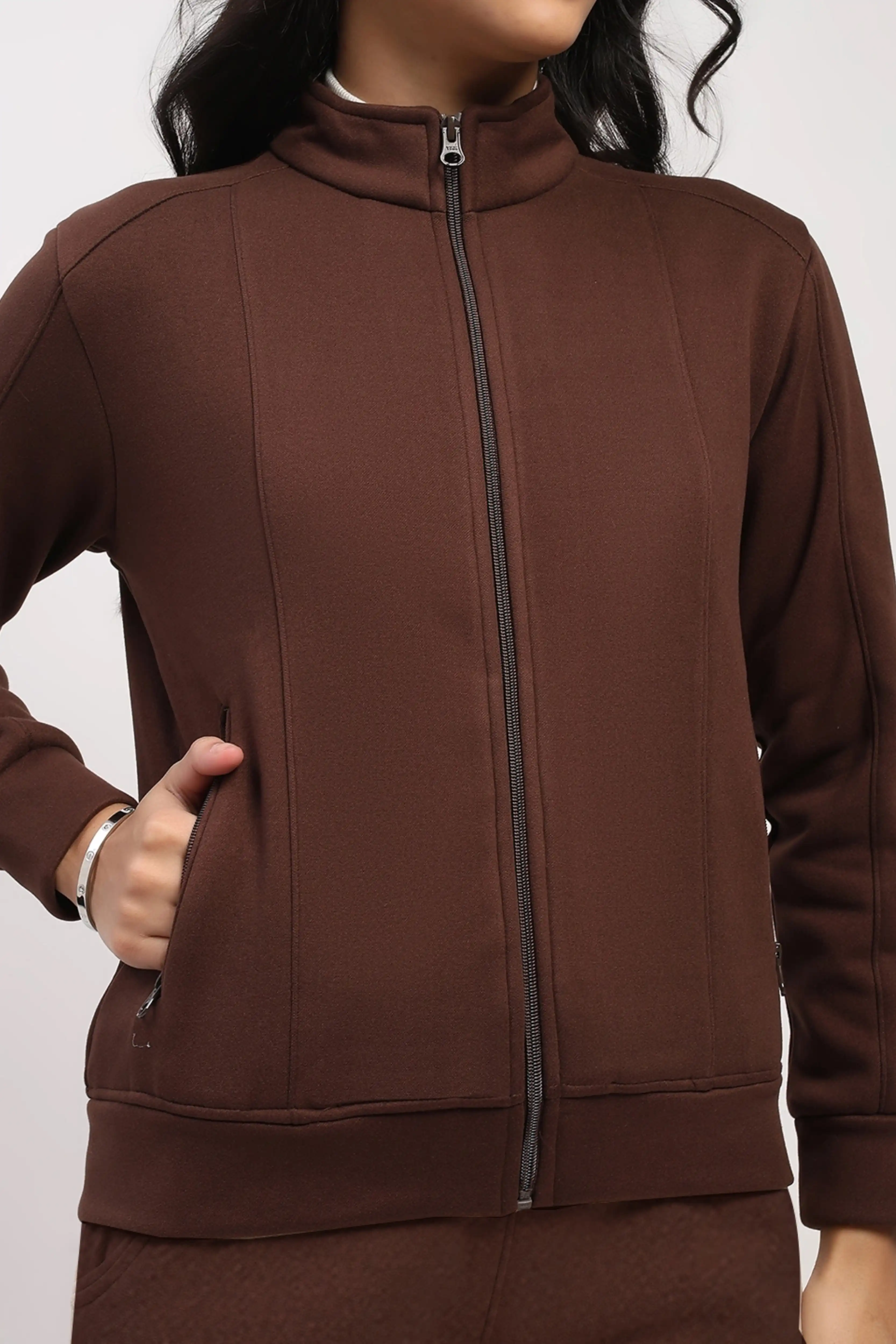Coffee Brown Velvet-Lined Sweatshirt - Image 5