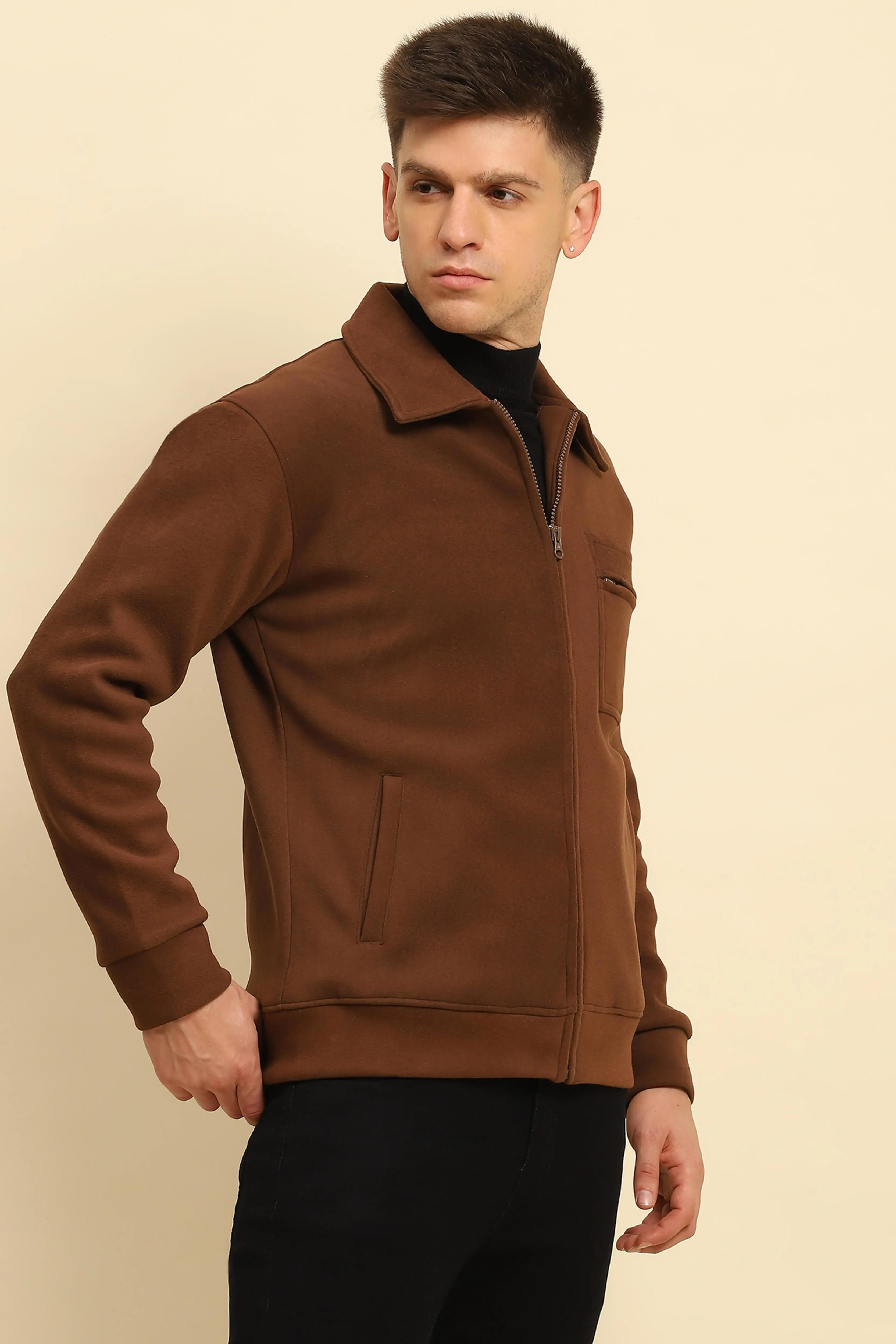 Coffee Solid Jacket - Image 3