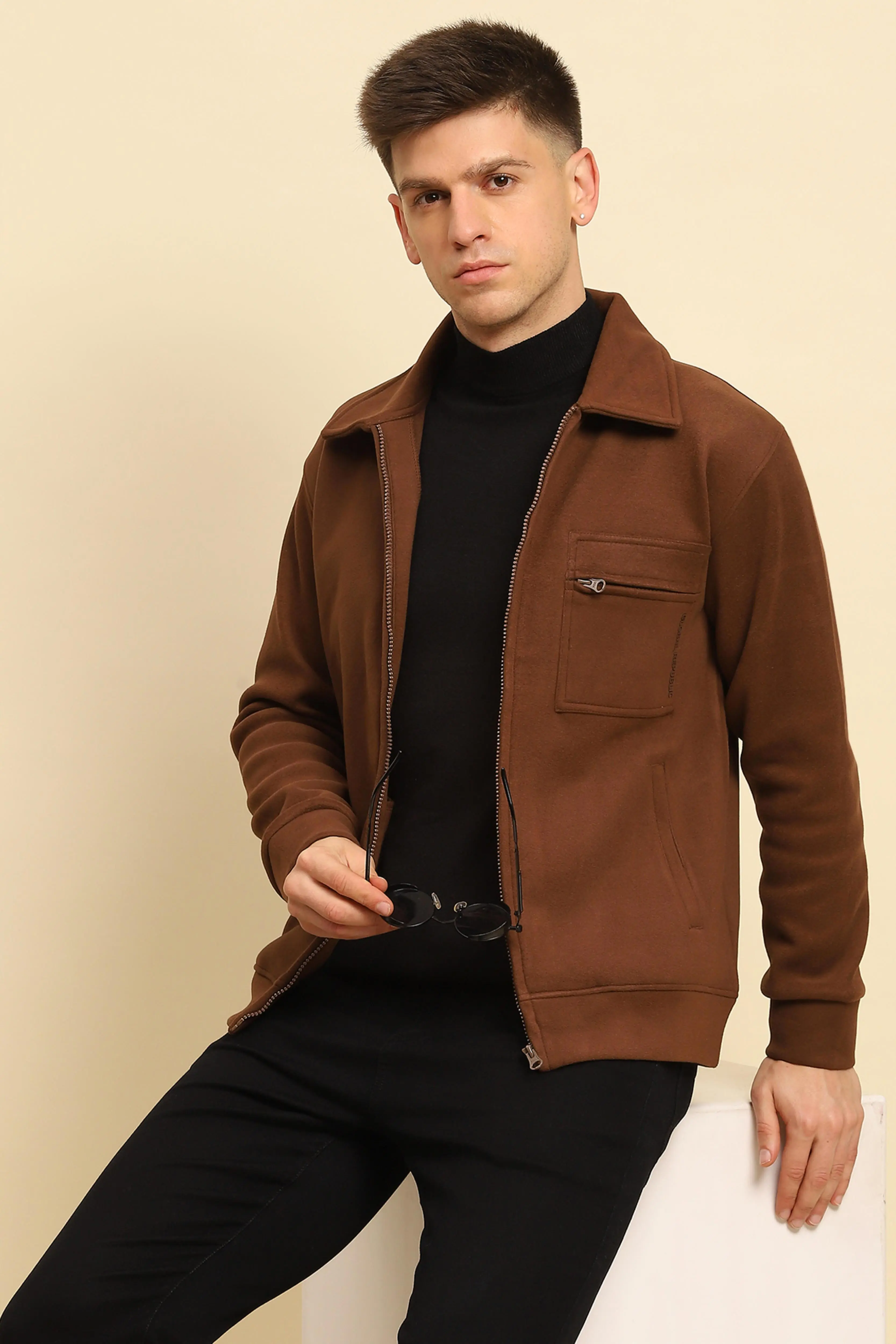 Coffee Solid Jacket - Image 7
