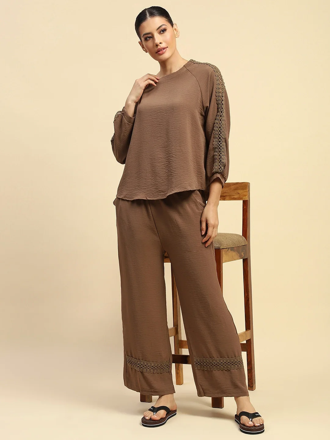 Coffee Rayon Relaxed Fit Night Suit - Image 8