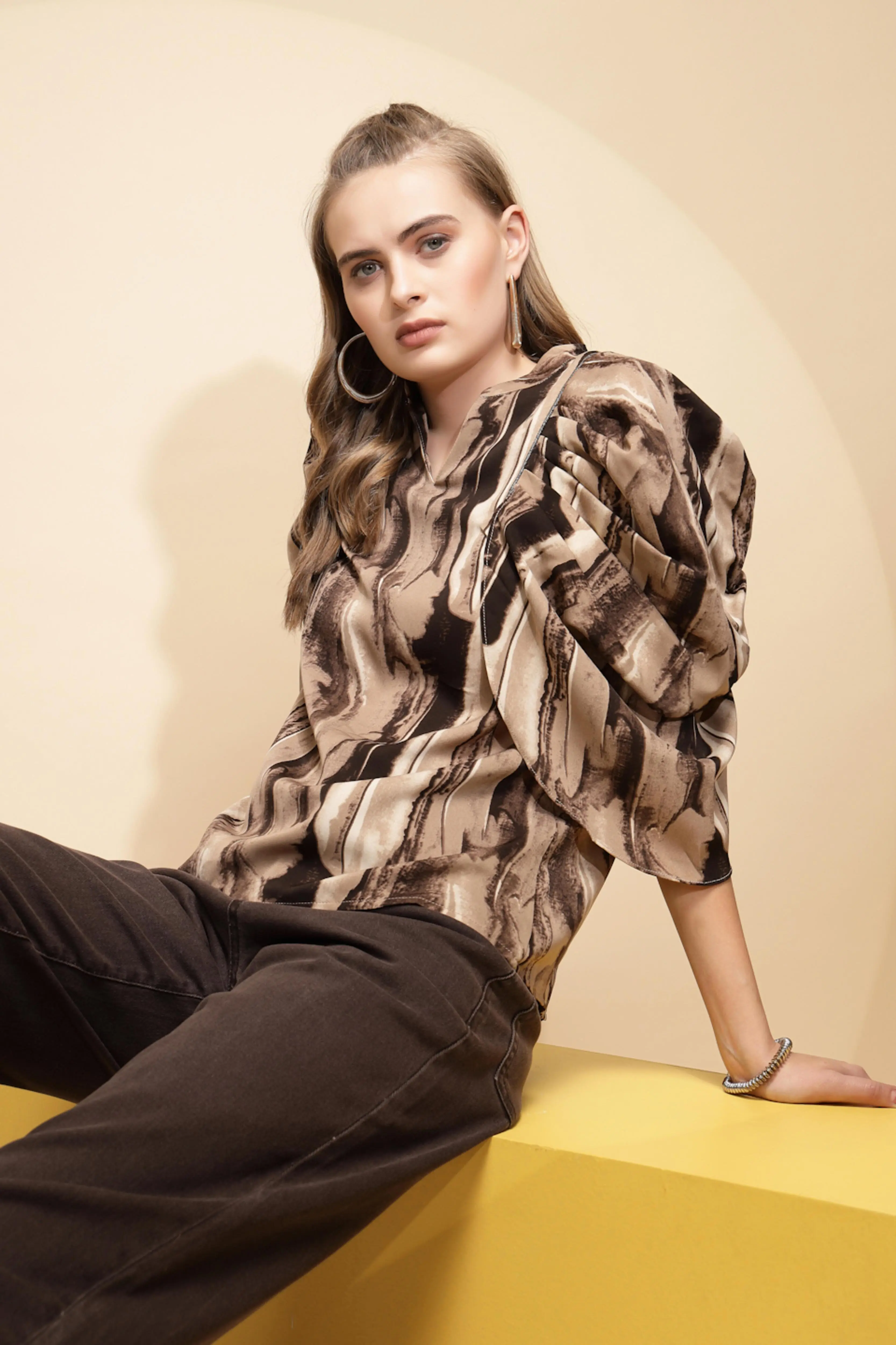 Coffee Loose Fit Blouse For Women - Image 8