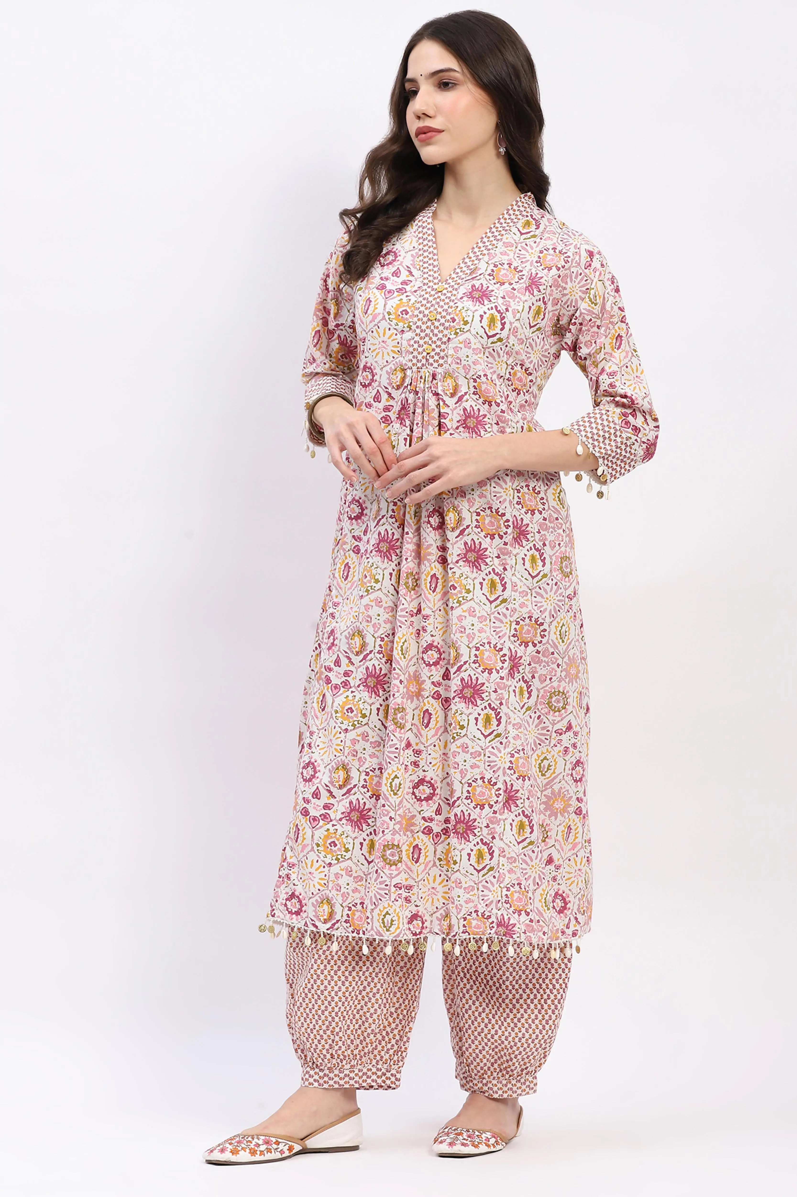 Cotton Floral Kurta Set - Image 3