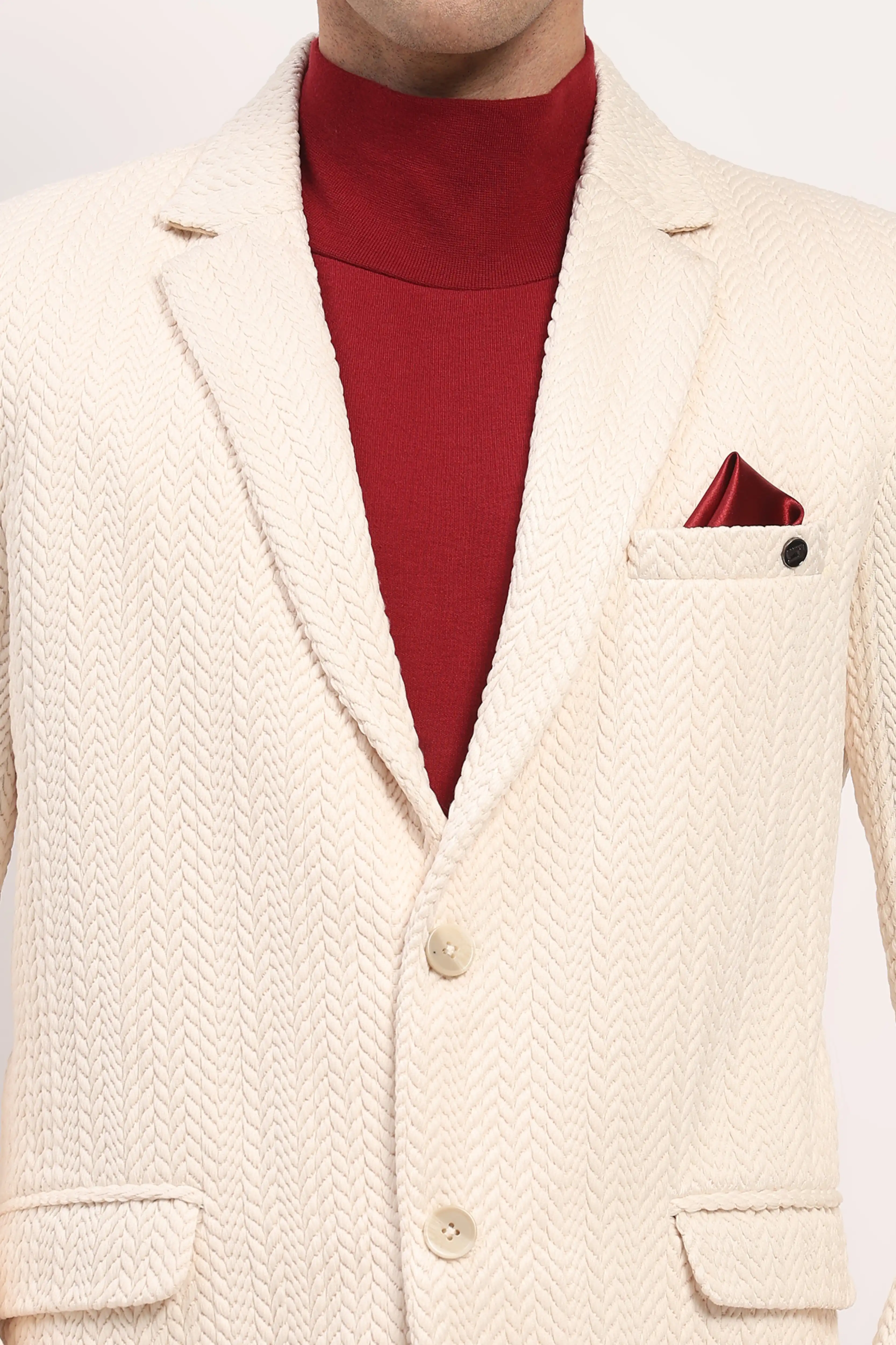Cream Braided Woven Coat - Image 6