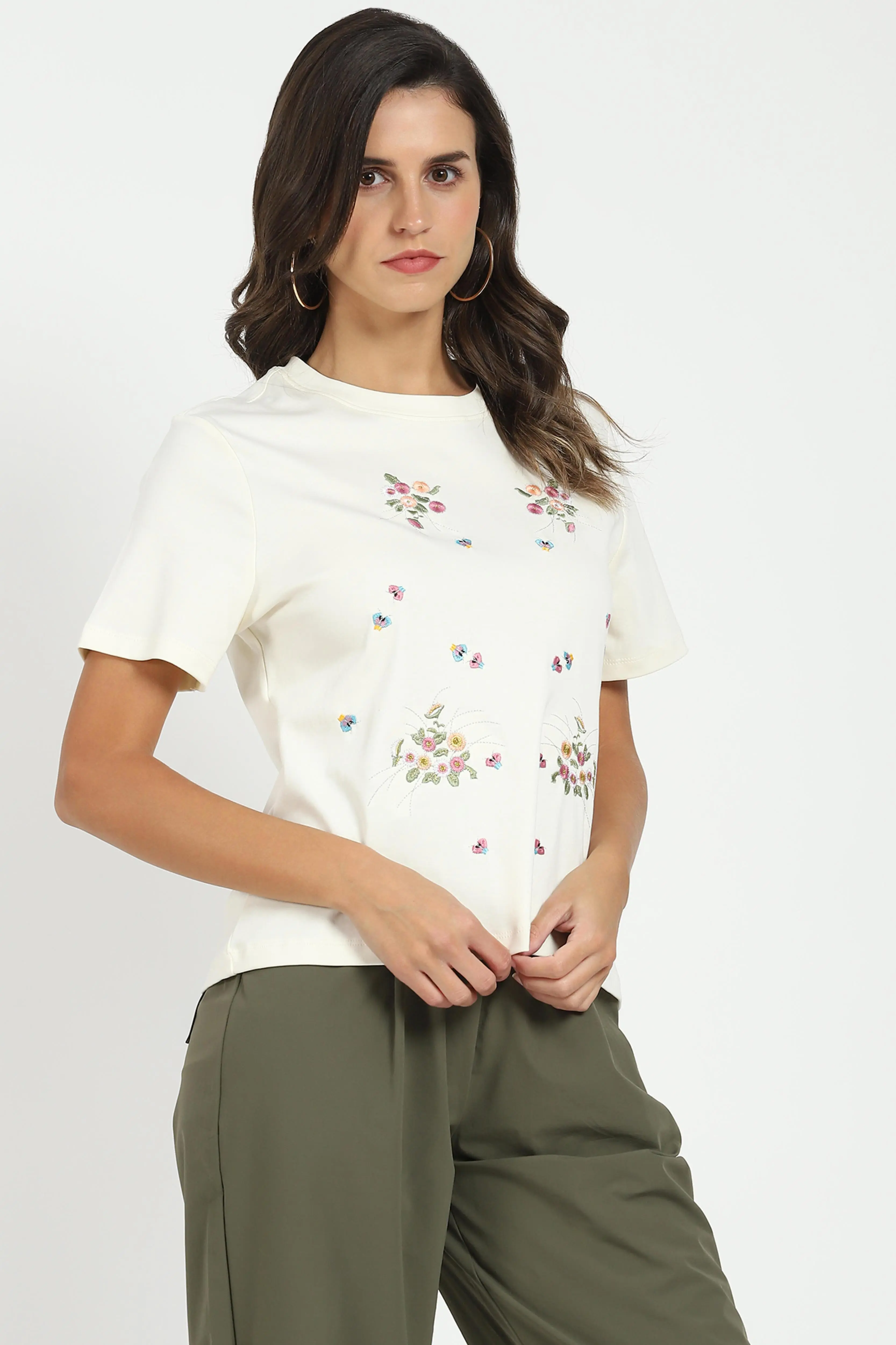 Cream Floral Embroidered Top - Image 3