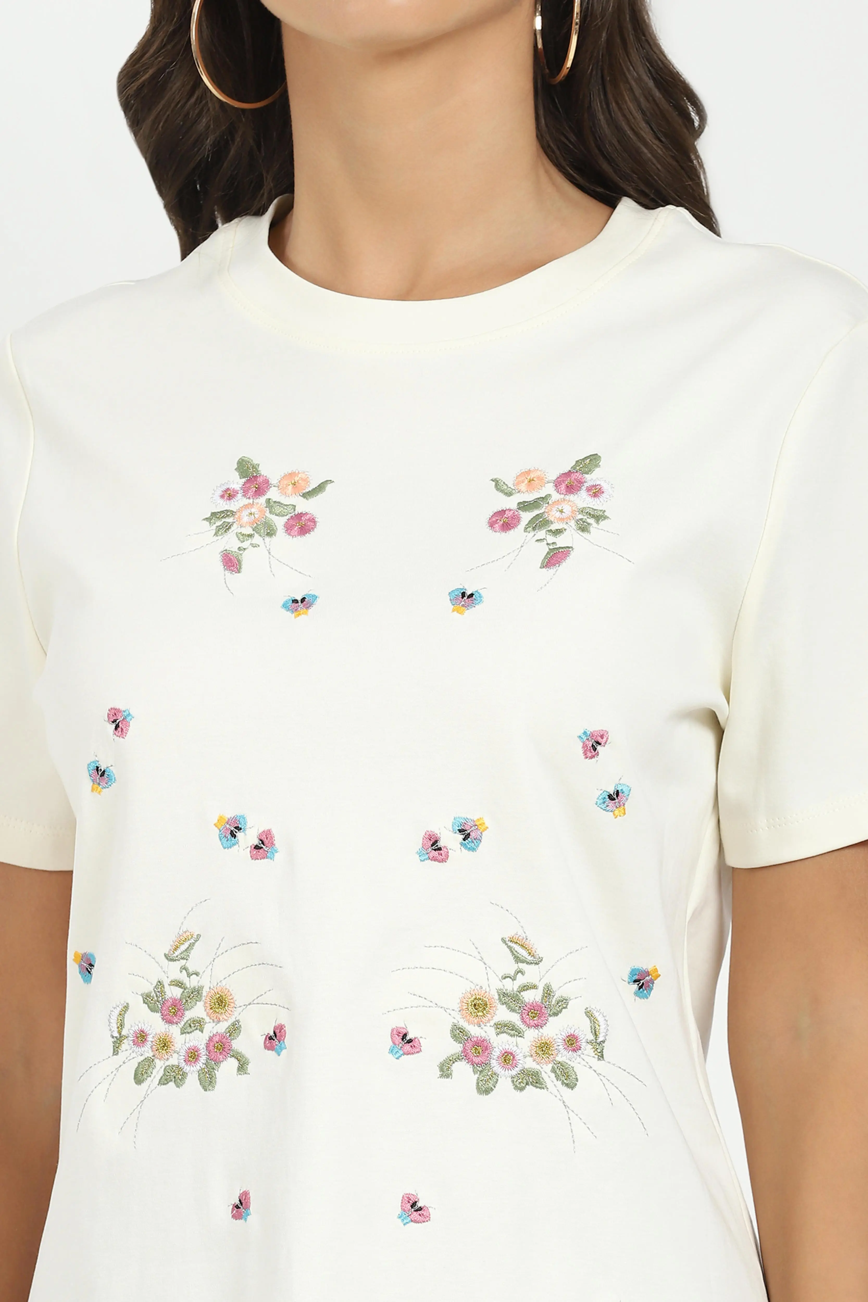 Cream Floral Embroidered Top - Image 5