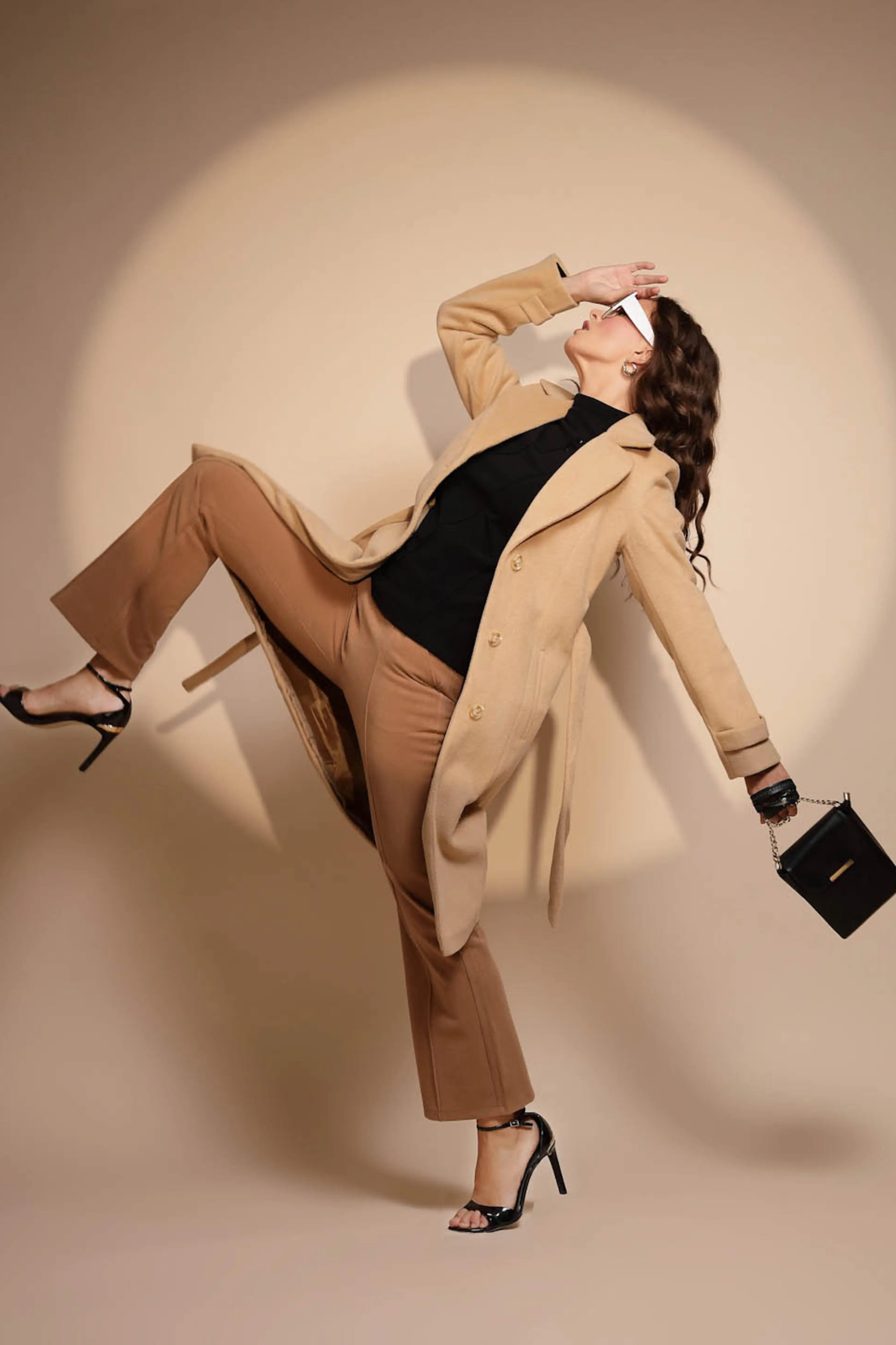 Brown Solid Tweed Coat - Image 6