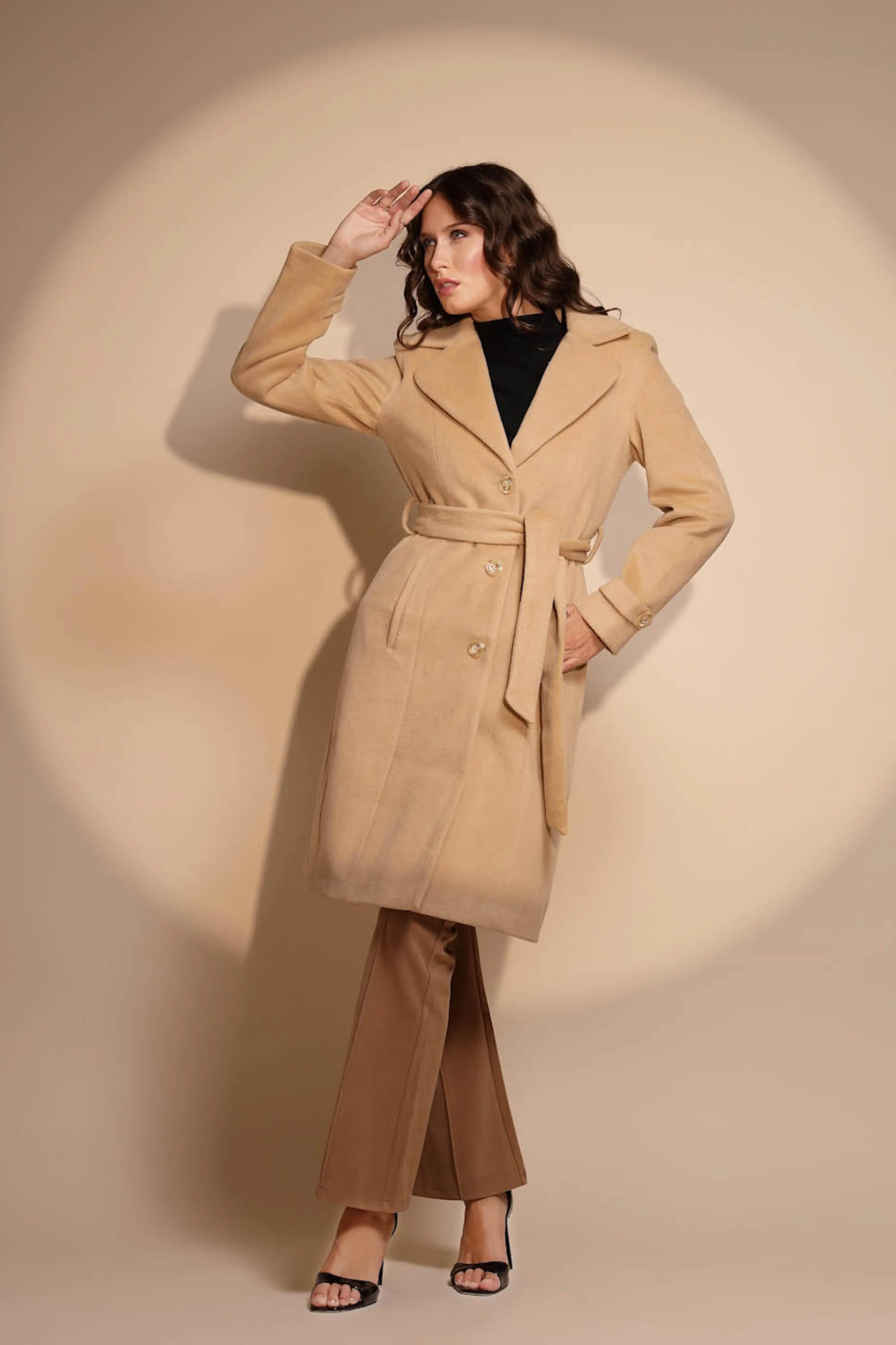 Brown Solid Tweed Coat - Image 7