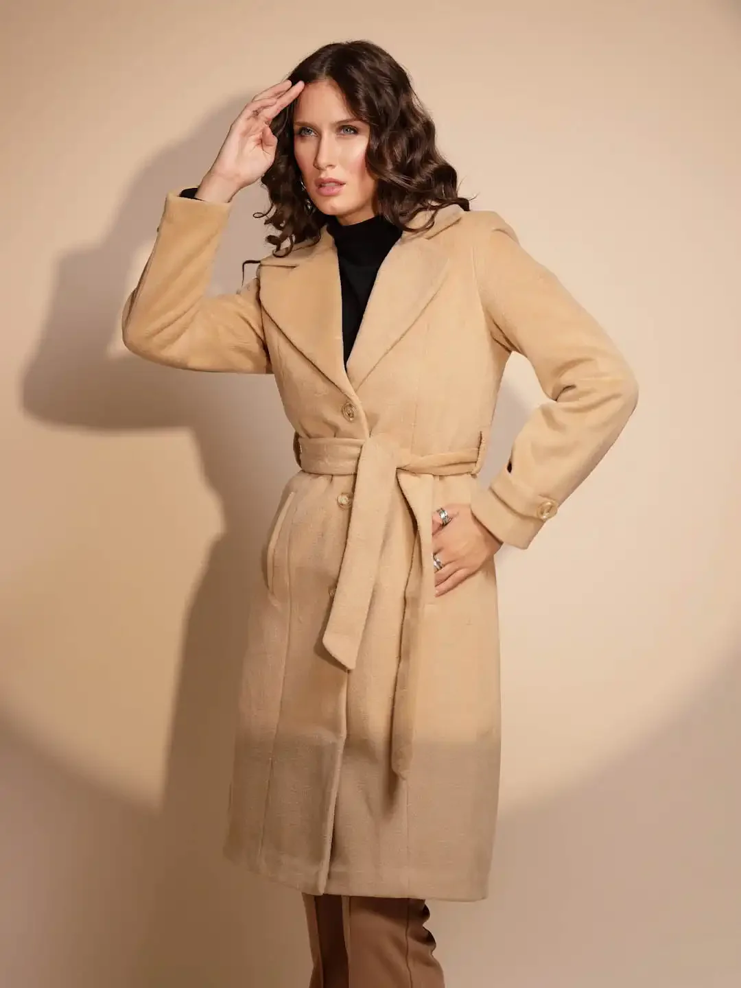 Brown Solid Tweed Coat - Image 9