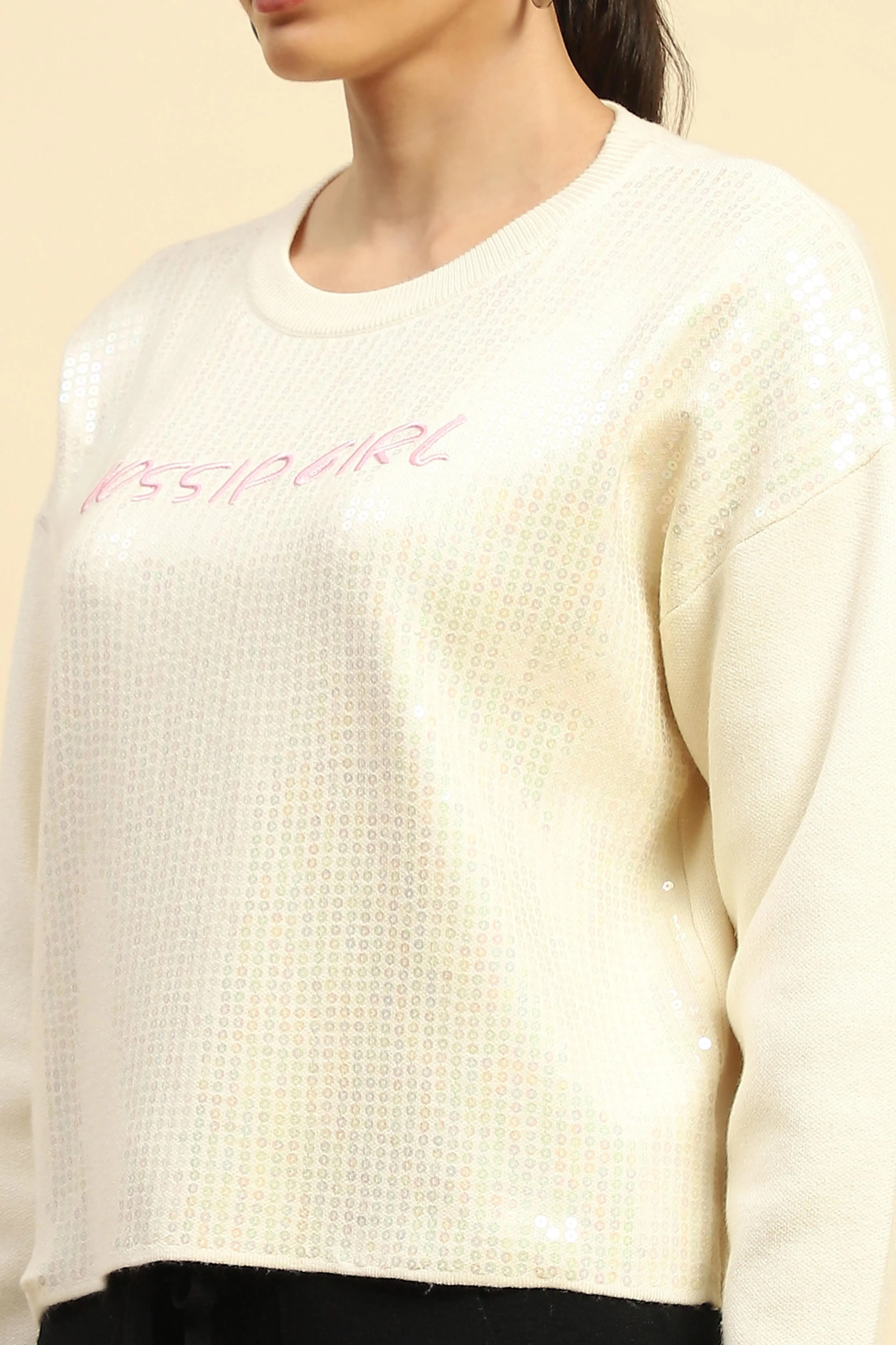 Cream Viscose Boxy Fit Pullover - Image 5