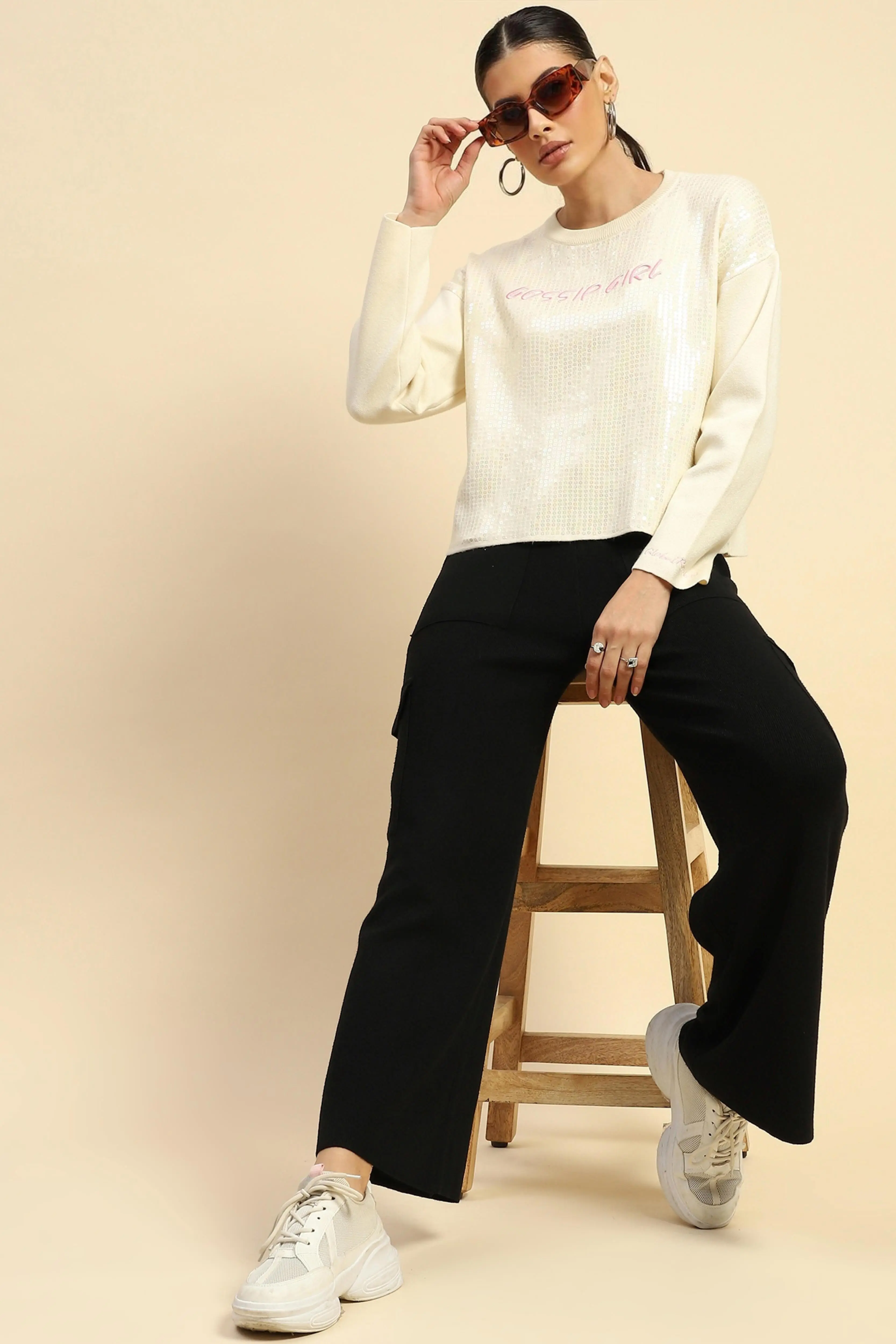 Cream Viscose Boxy Fit Pullover - Image 6