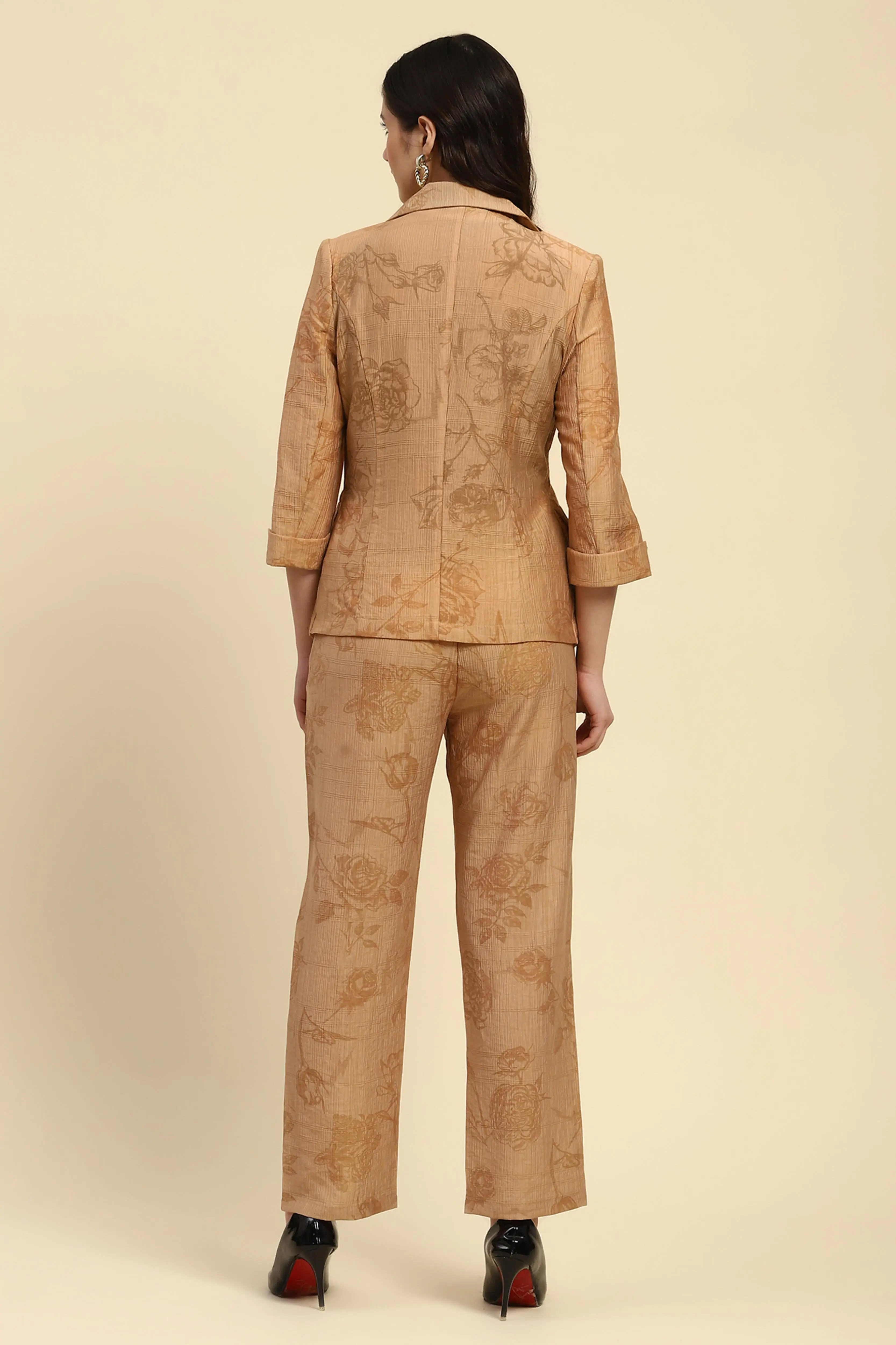 Beige Floral Tencel Relaxed Co-ord Set - Image 4