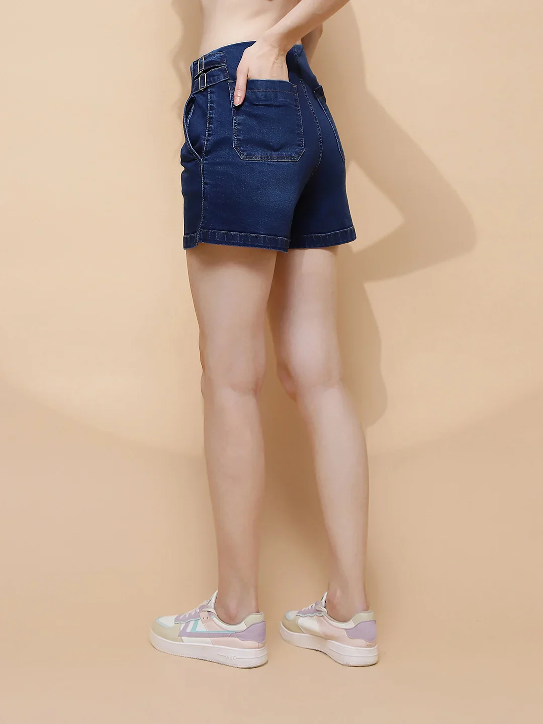 Dark Blue Cotton Blend Shorts - Image 13