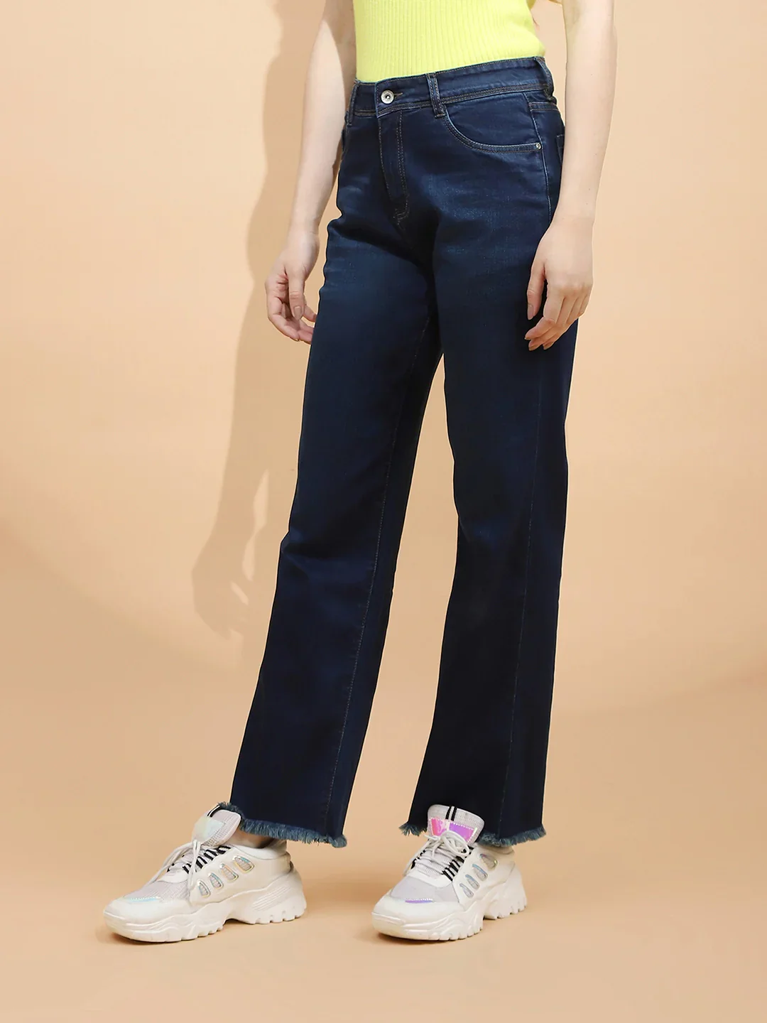 Blue Cotton Flared Jeans - Image 10